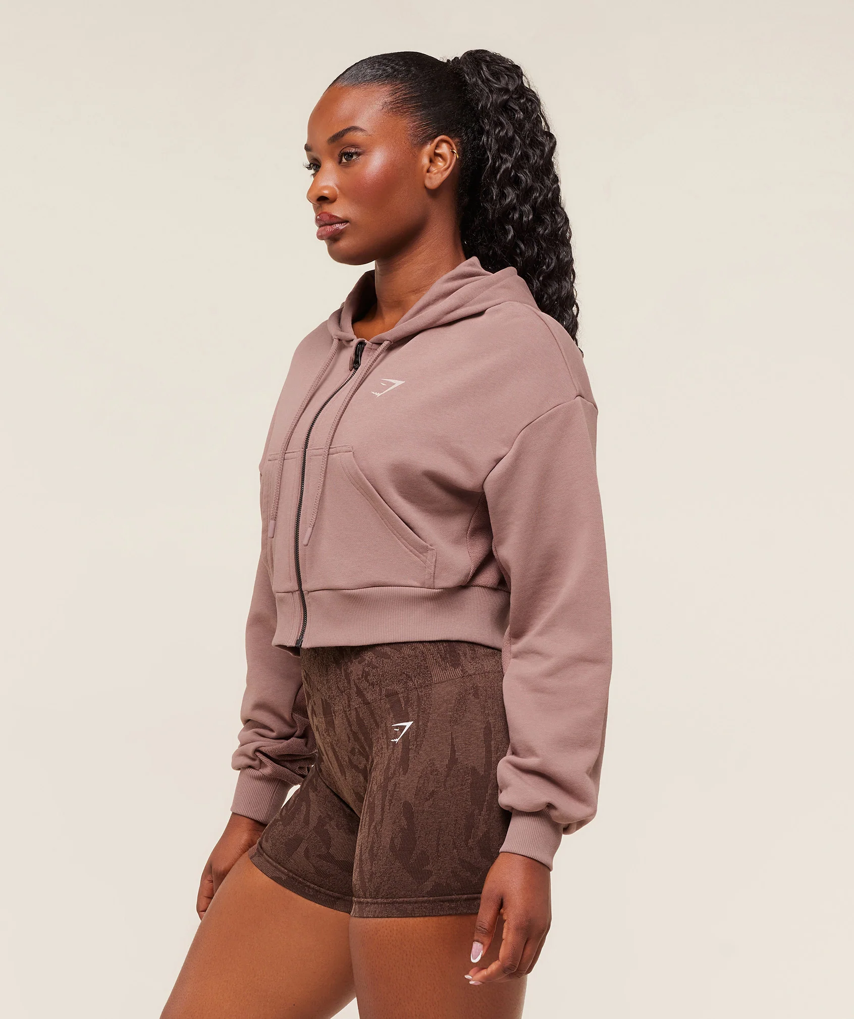 Gymshark Power Midi Zip Hoodie - Chestnut Pink - Image 3