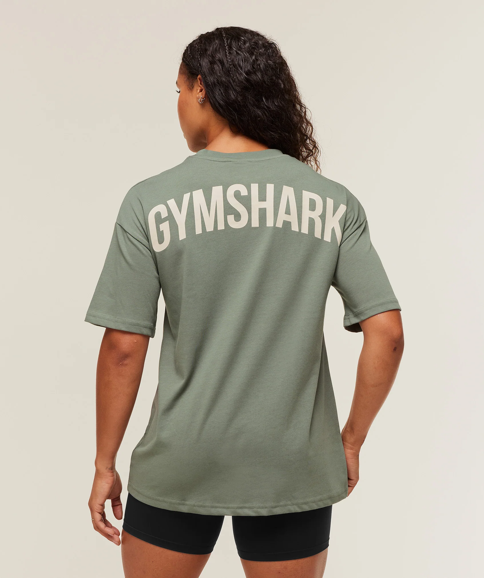 Gymshark GS Power Oversized T-Shirt - Unit Green/Oat White