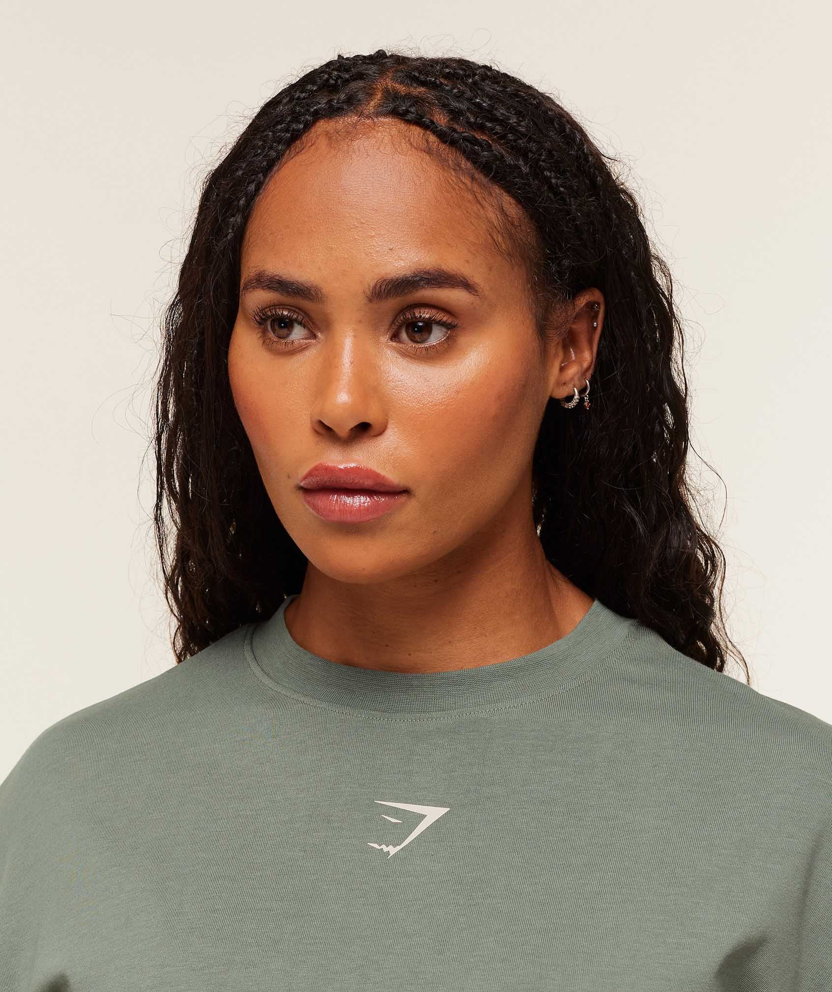Gymshark GS Power Oversized T-Shirt - Unit Green/Oat White - Image 6
