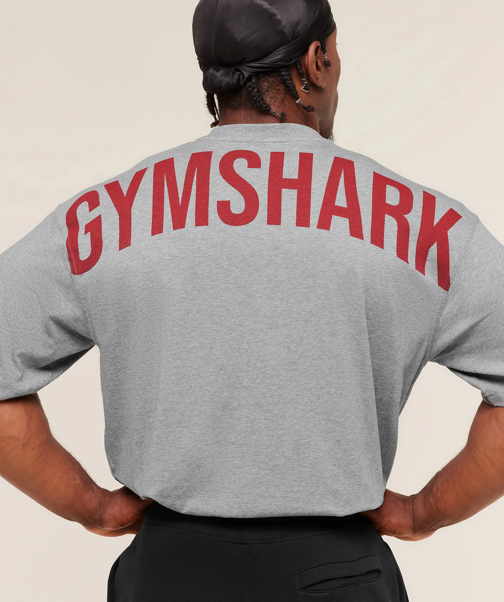 Gymshark Power T-Shirt - Charcoal Core Marl/Sets Red - Image 4