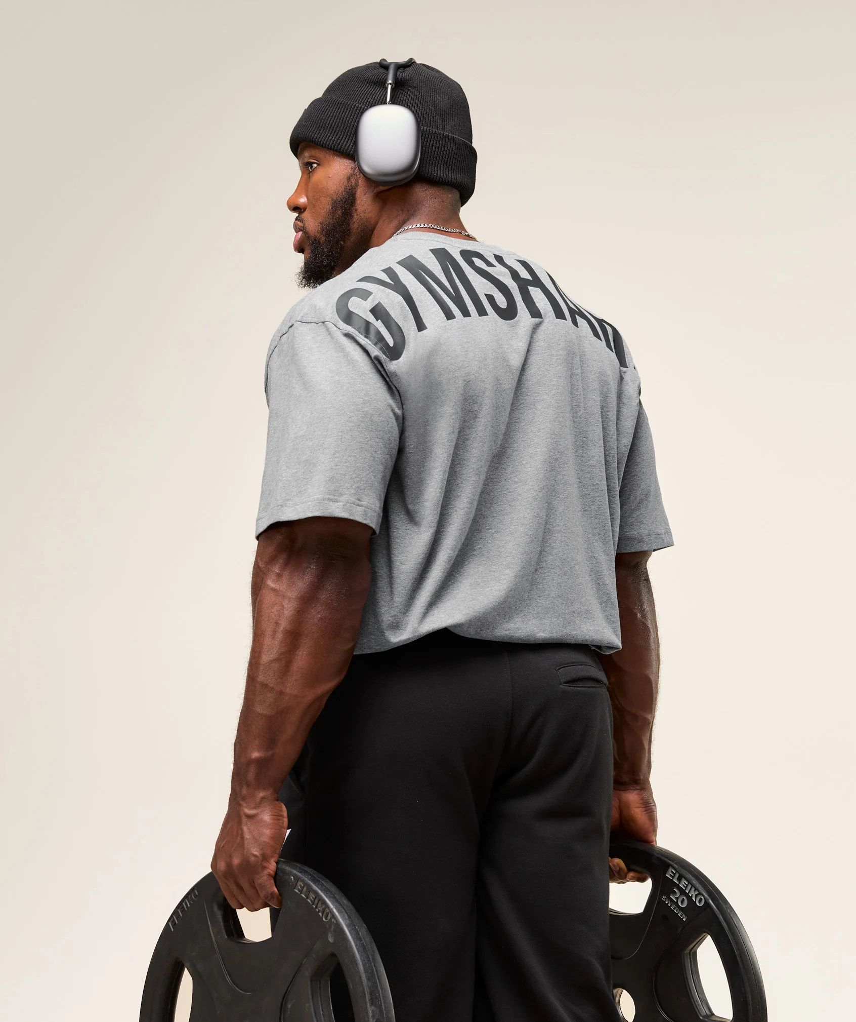 Gymshark Power T-Shirt - Charcoal Core Marl/Black - Image 3