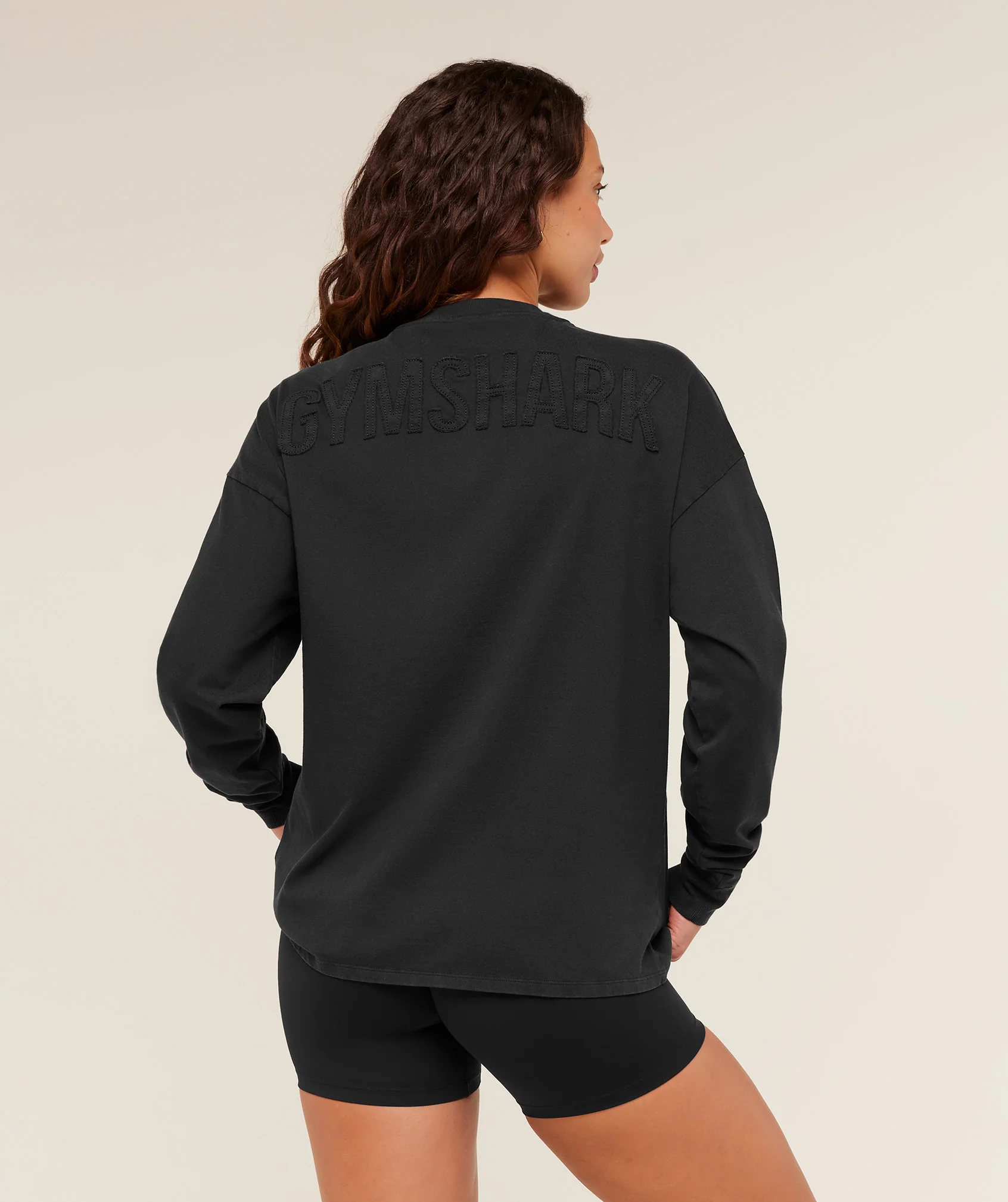 Gymshark Power Washed Long Sleeve Top - Black/Acid Wash