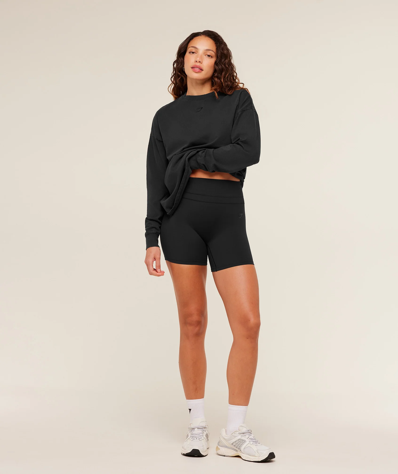 Gymshark Power Washed Long Sleeve Top - Black/Acid Wash - Image 6