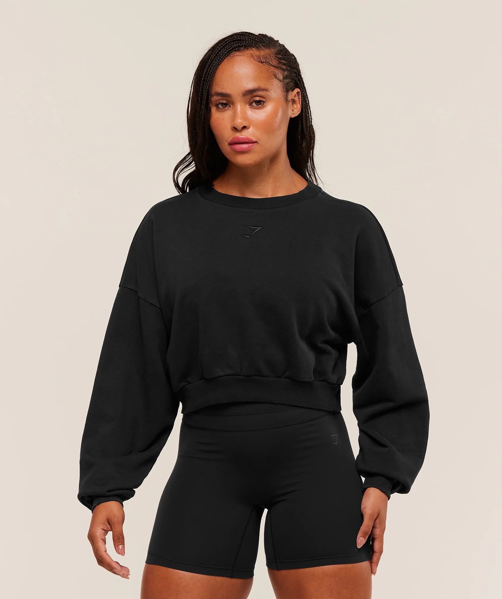 Gymshark Power Washed Sweat Top - Black/Acid Wash Small Ball - Image 2