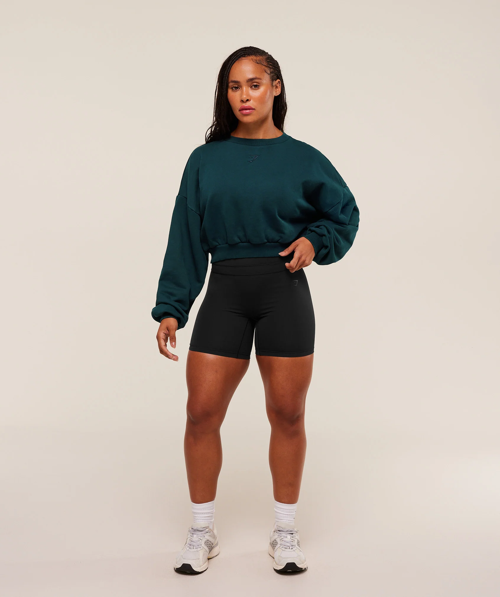 Gymshark Power Washed Sweat Top - Deep Petrol Blue/Acid Wash Small Ball - Image 4