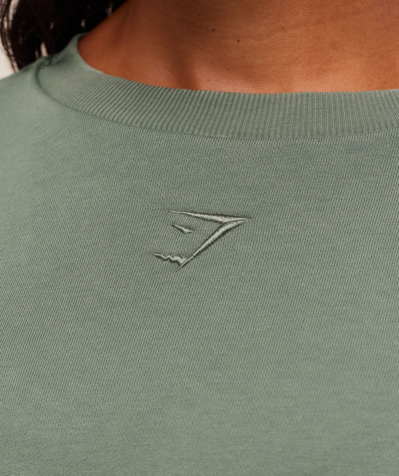 Gymshark Power Washed Sweat Top - Unit Green/Acid Wash Small Ball - Image 6