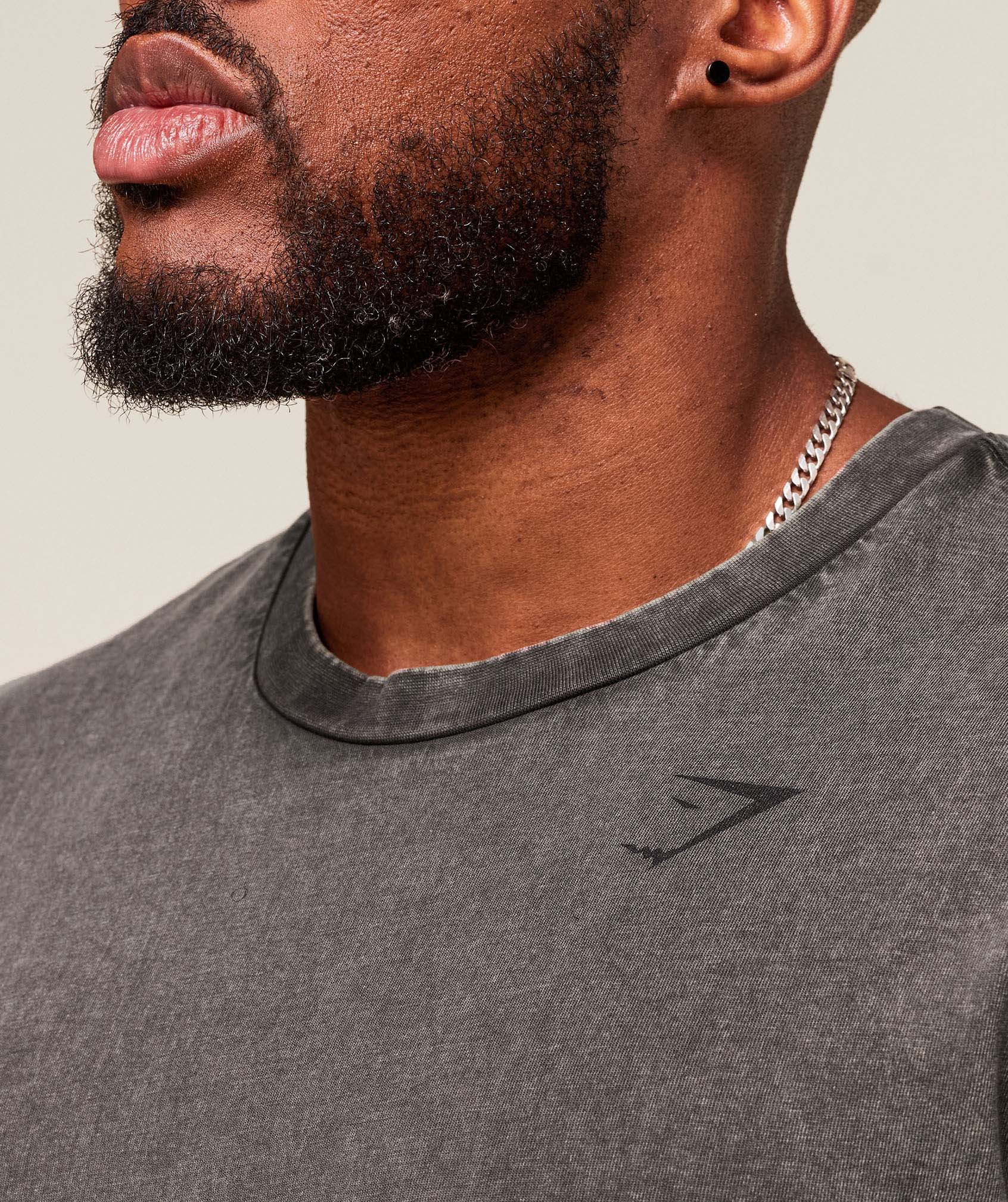 Gymshark Power Washed T-Shirt - Onyx Grey/Acid Wash Small Ball - Image 6