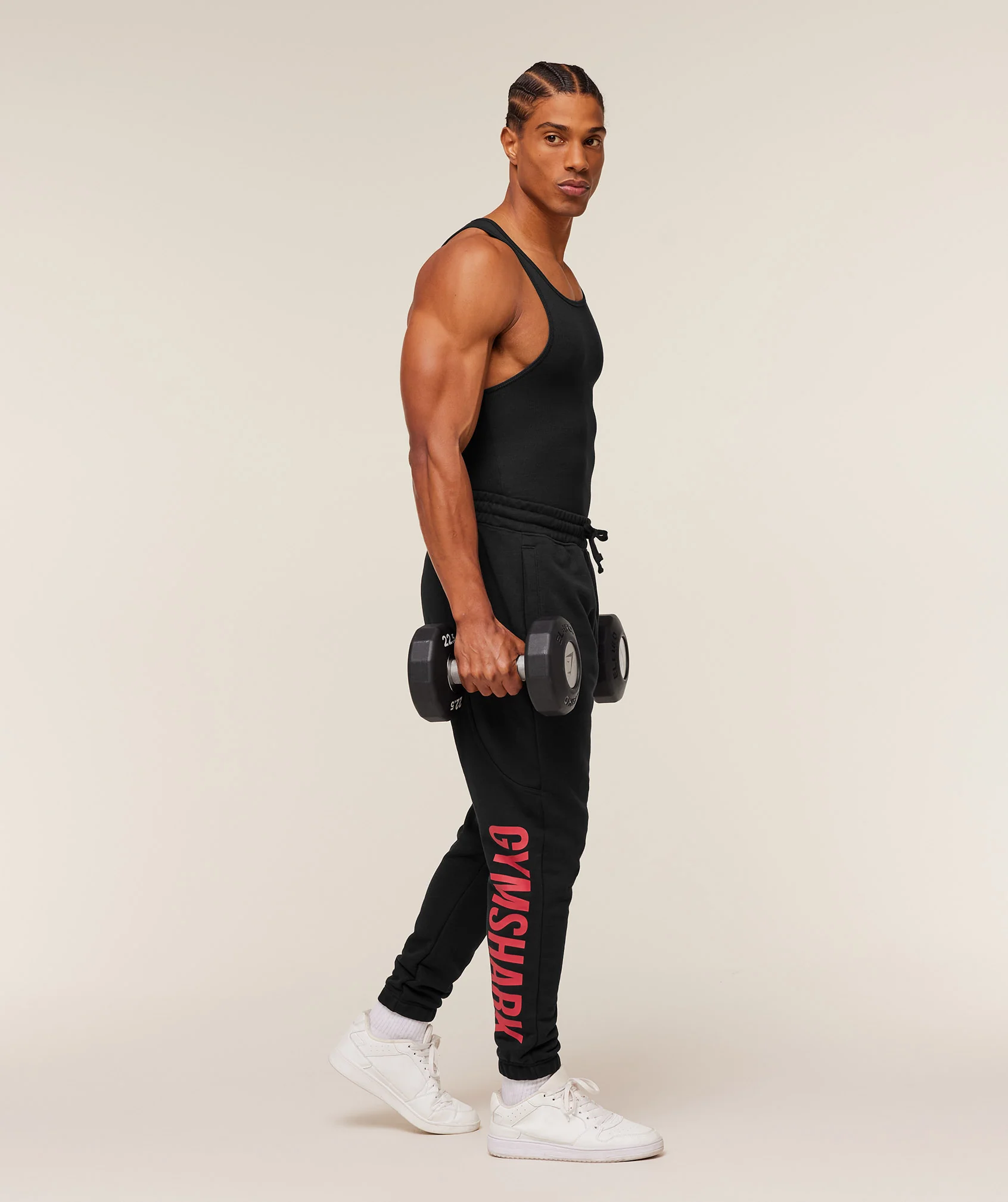 Gymshark Power Wordmark Joggers - Black/Conditioning Red - Image 4