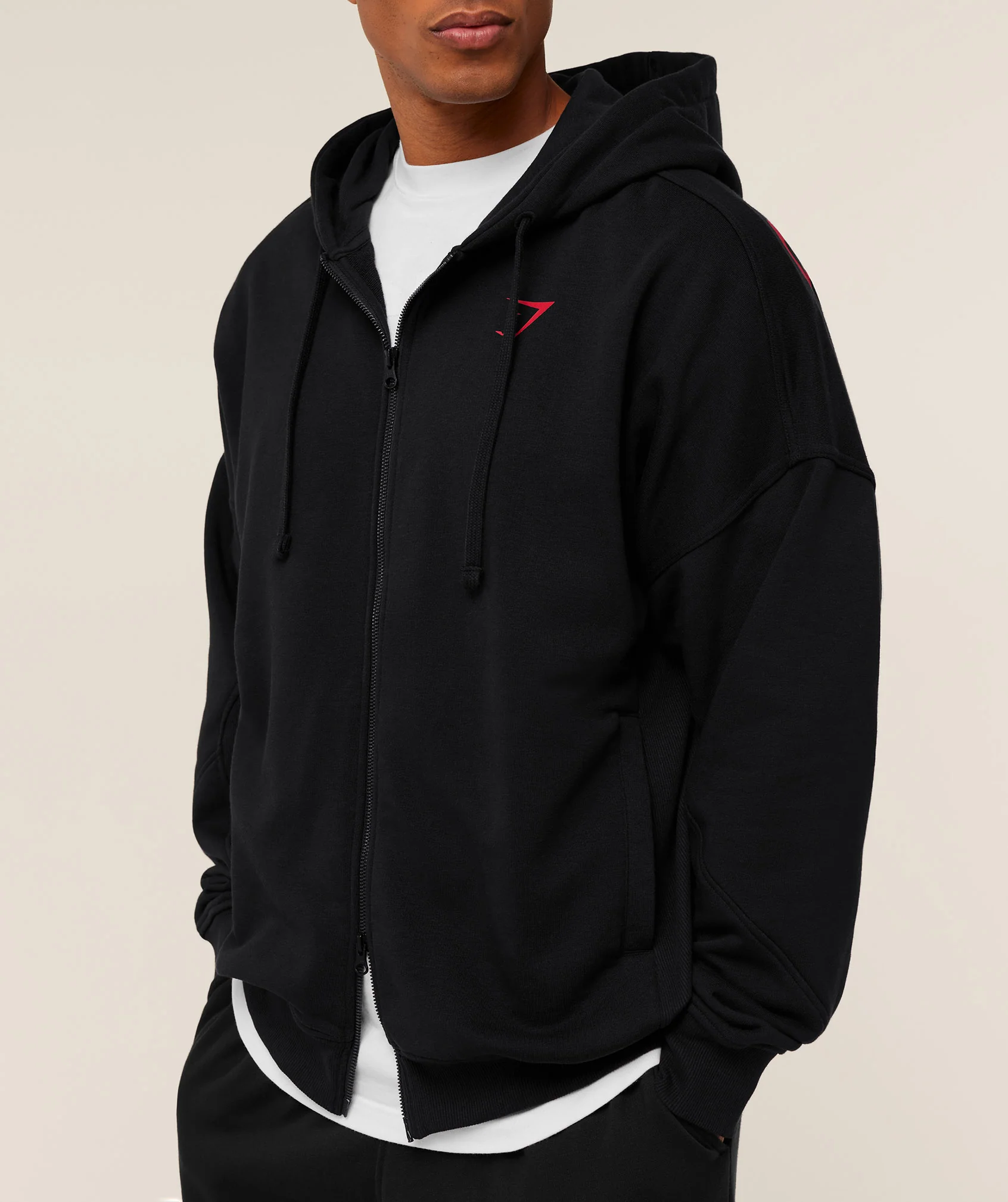 Gymshark Power Zip Up Hoodie - Black/Conditioning Red - Image 6