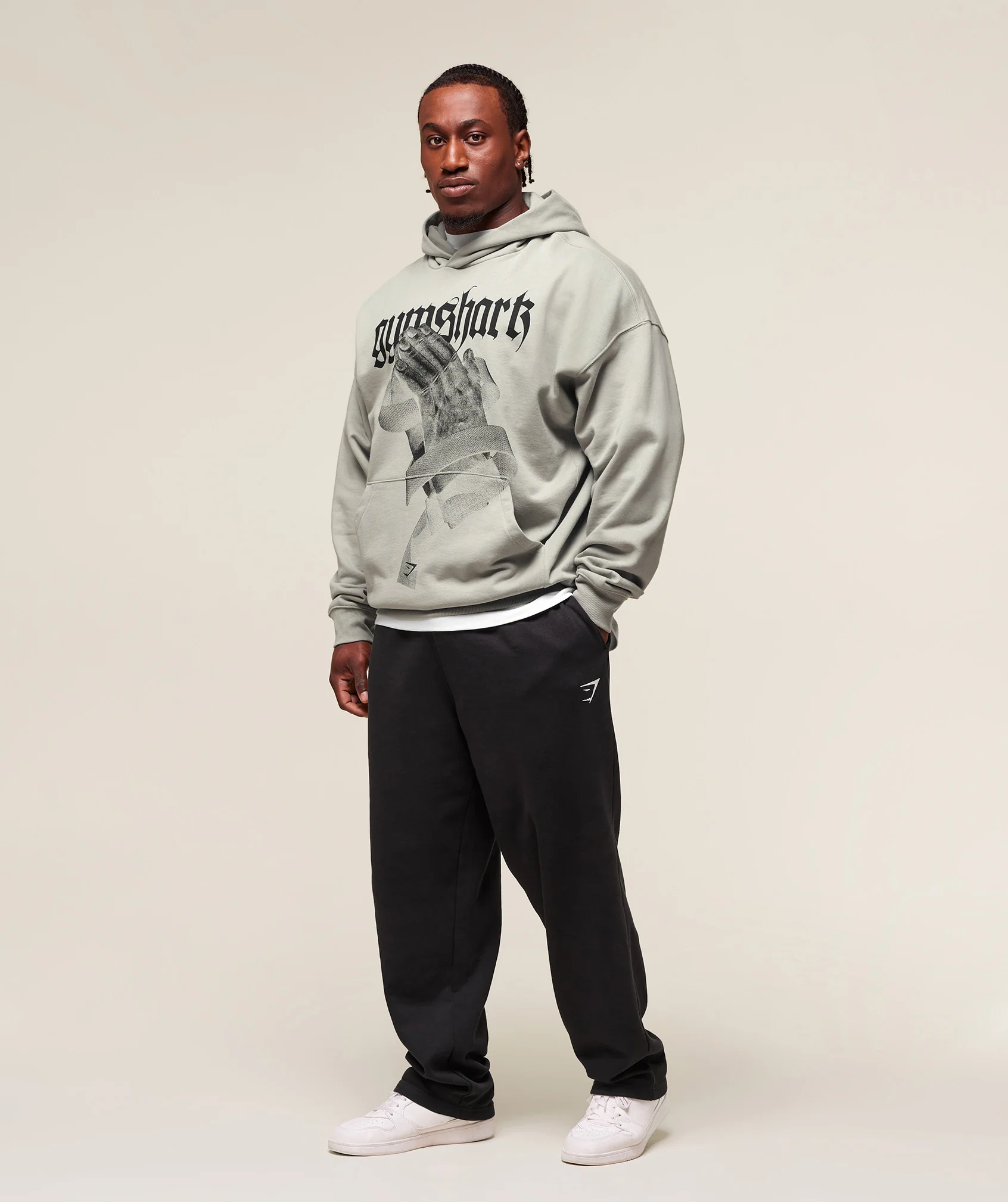 Gymshark Prayer Hands Hoodie - Stone Grey - Image 4