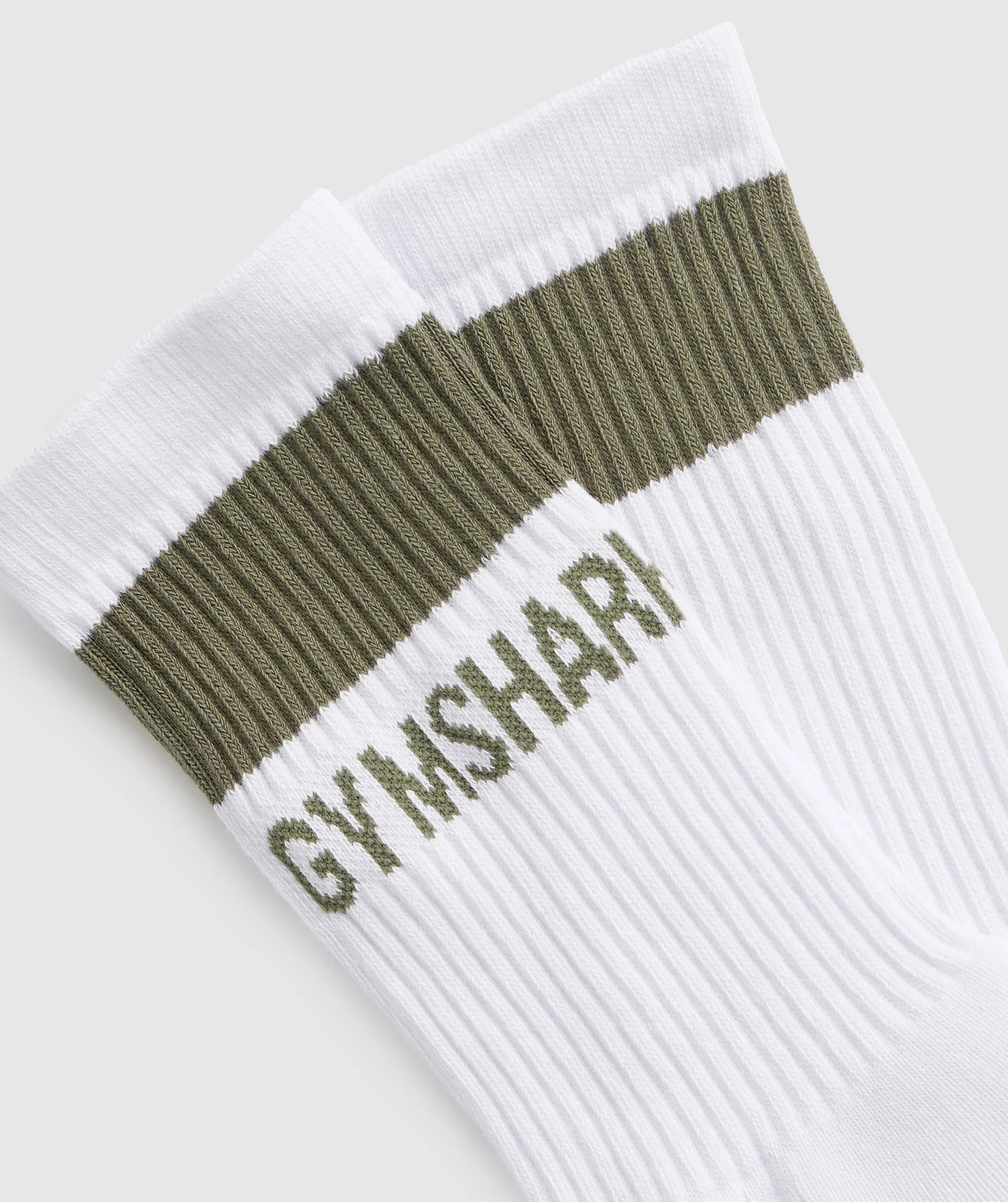 Gymshark Premium Crew Socks 1pk - White/Dusty Olive - Image 2