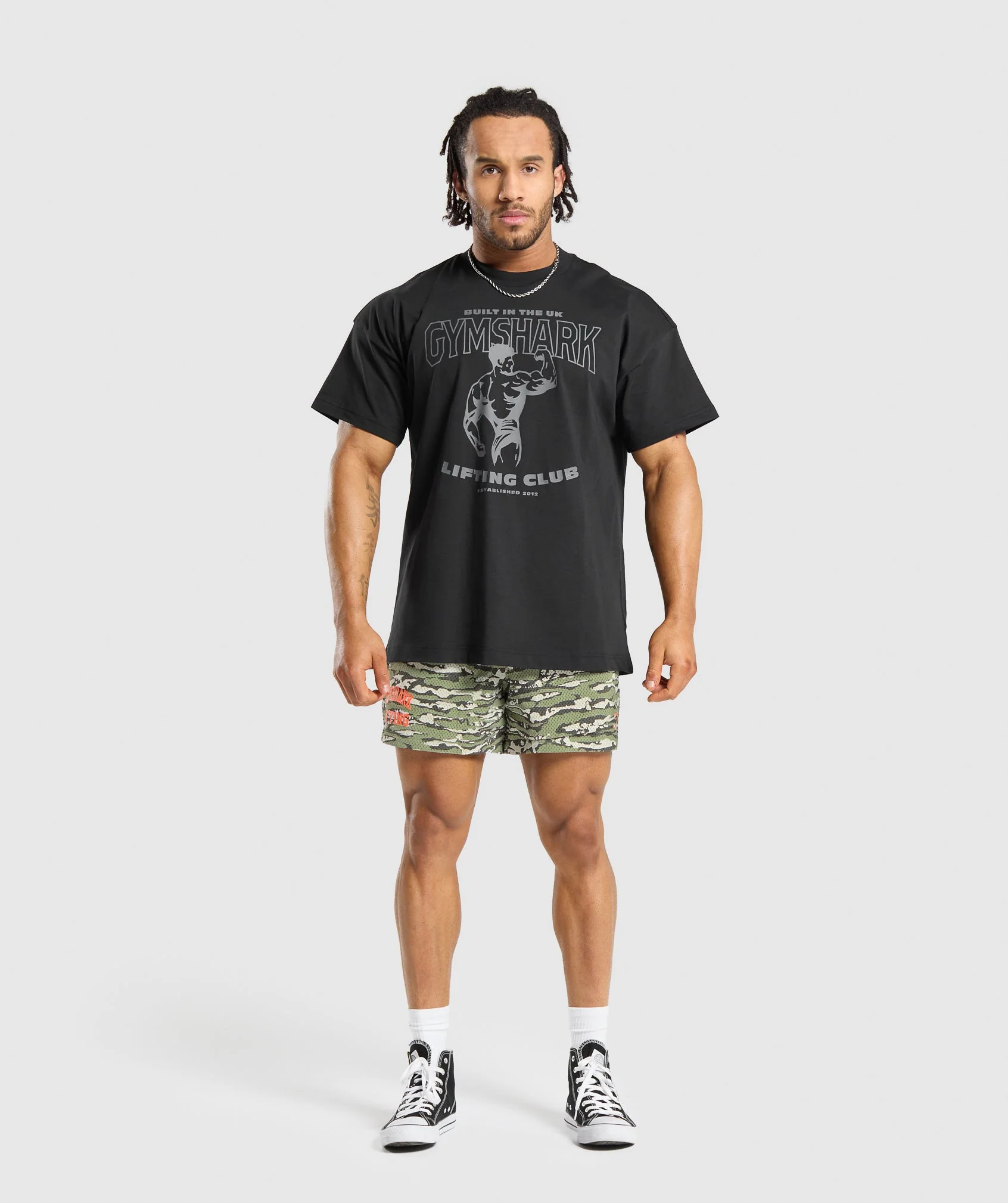 Gymshark Printed Lifting Mesh 5" Shorts - Natural Sage Green - Image 4