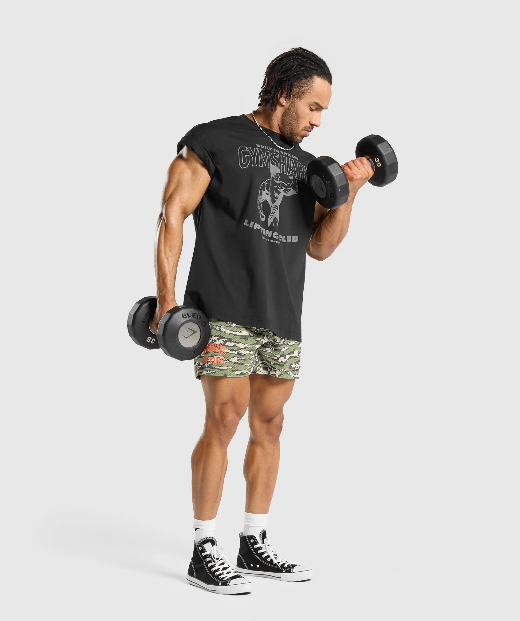 Gymshark Printed Lifting Mesh 5" Shorts - Natural Sage Green - Image 6