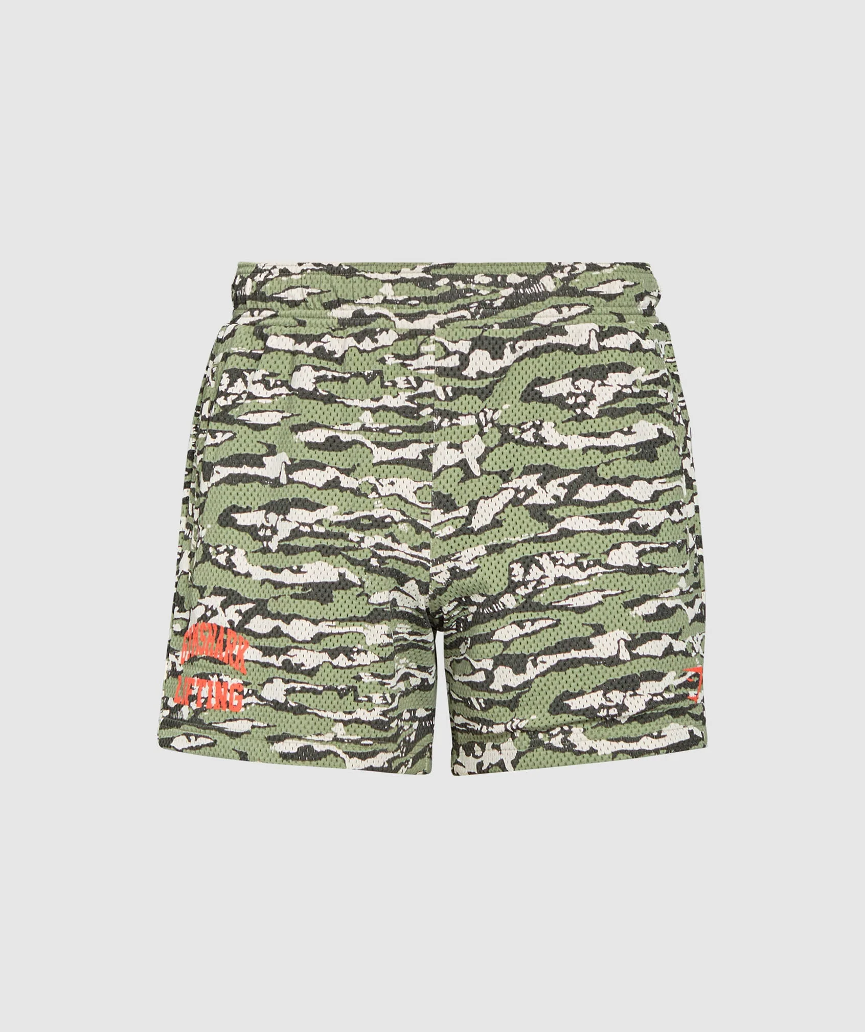 Gymshark Printed Lifting Mesh 5" Shorts - Natural Sage Green - Image 9