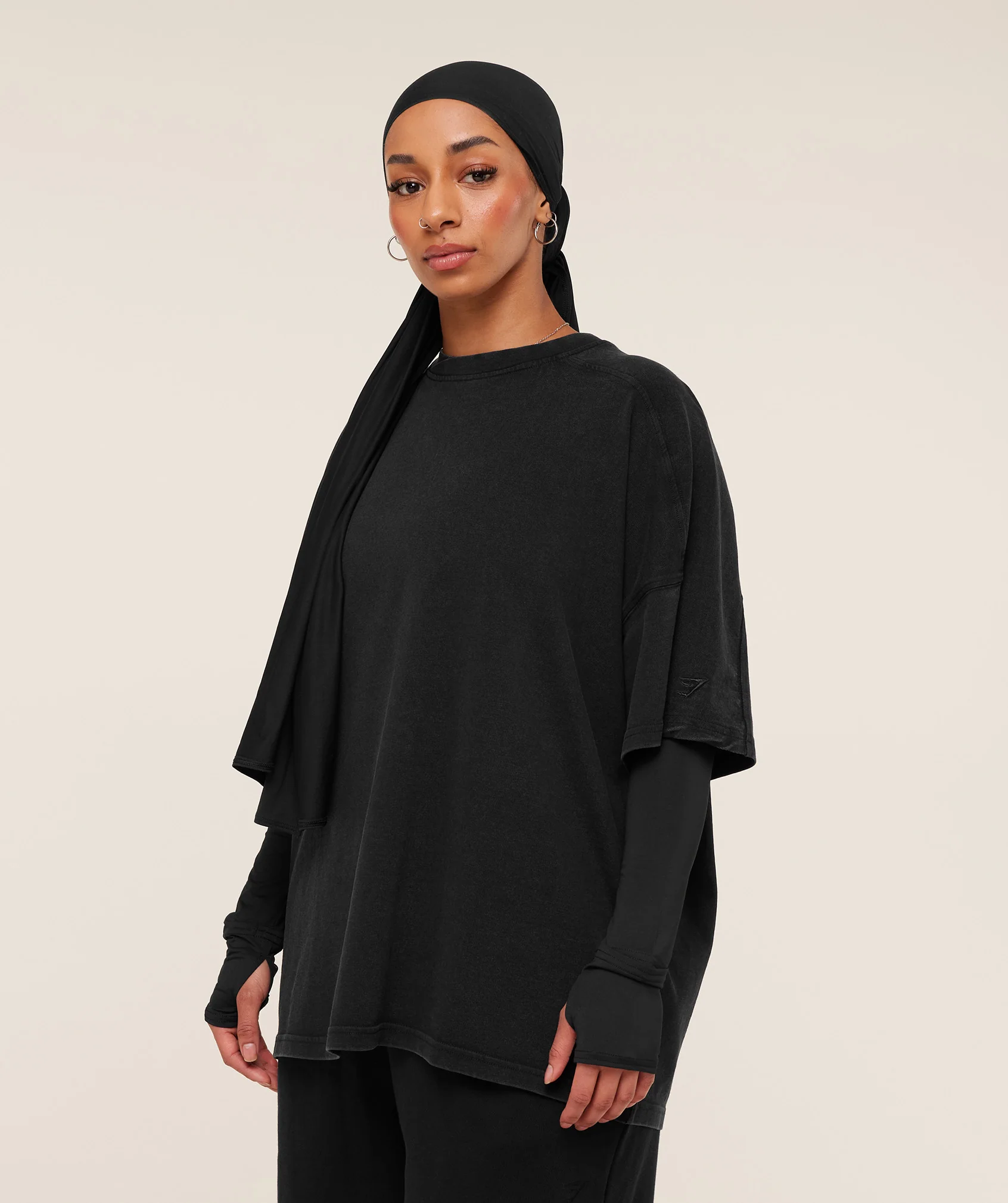 Gymshark Pump Cover Structured Fleece Top - Black/Wash - Image 3