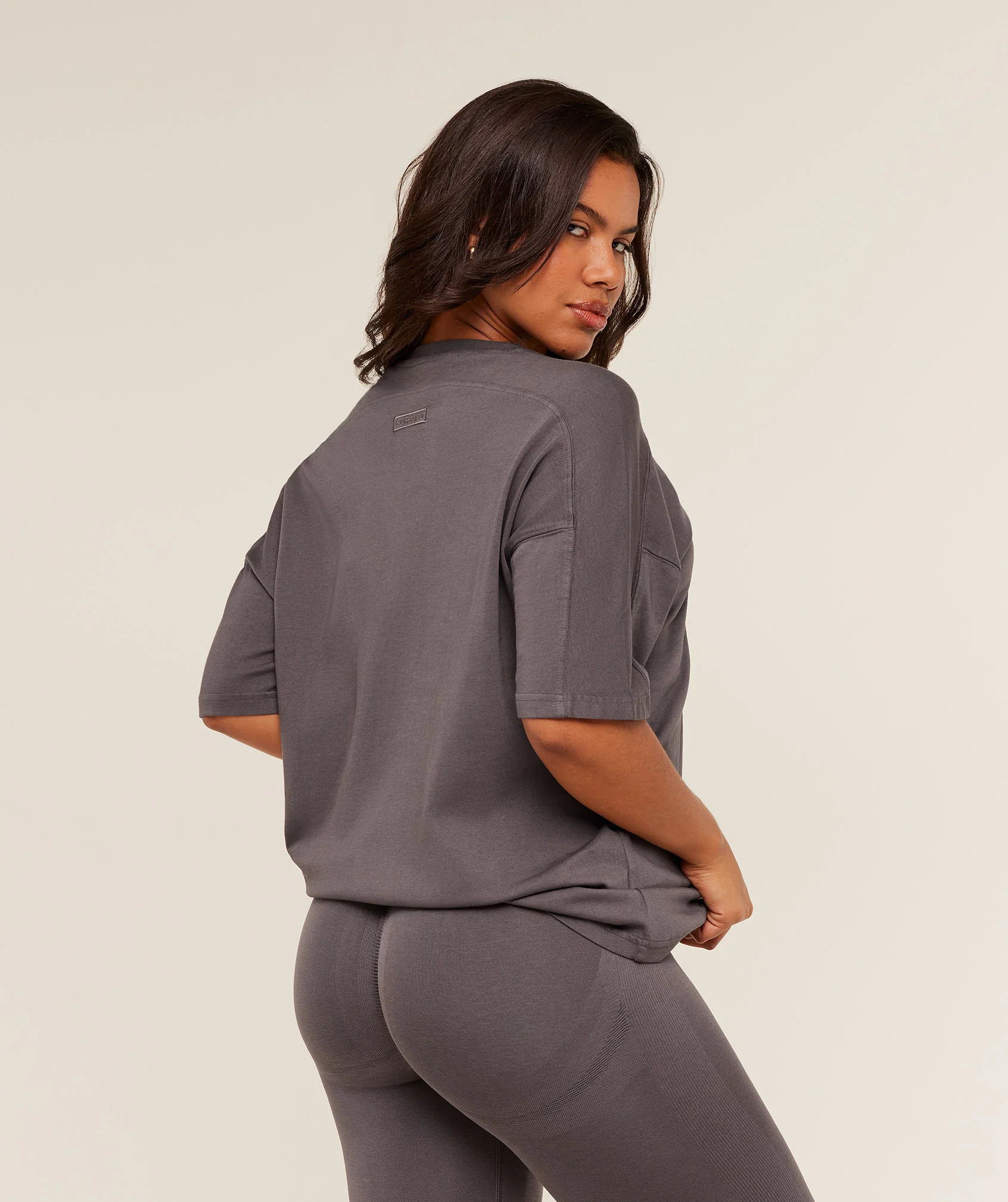 Gymshark Pump Cover Structured Fleece Top - GS Cool Brown/WASH - Image 2