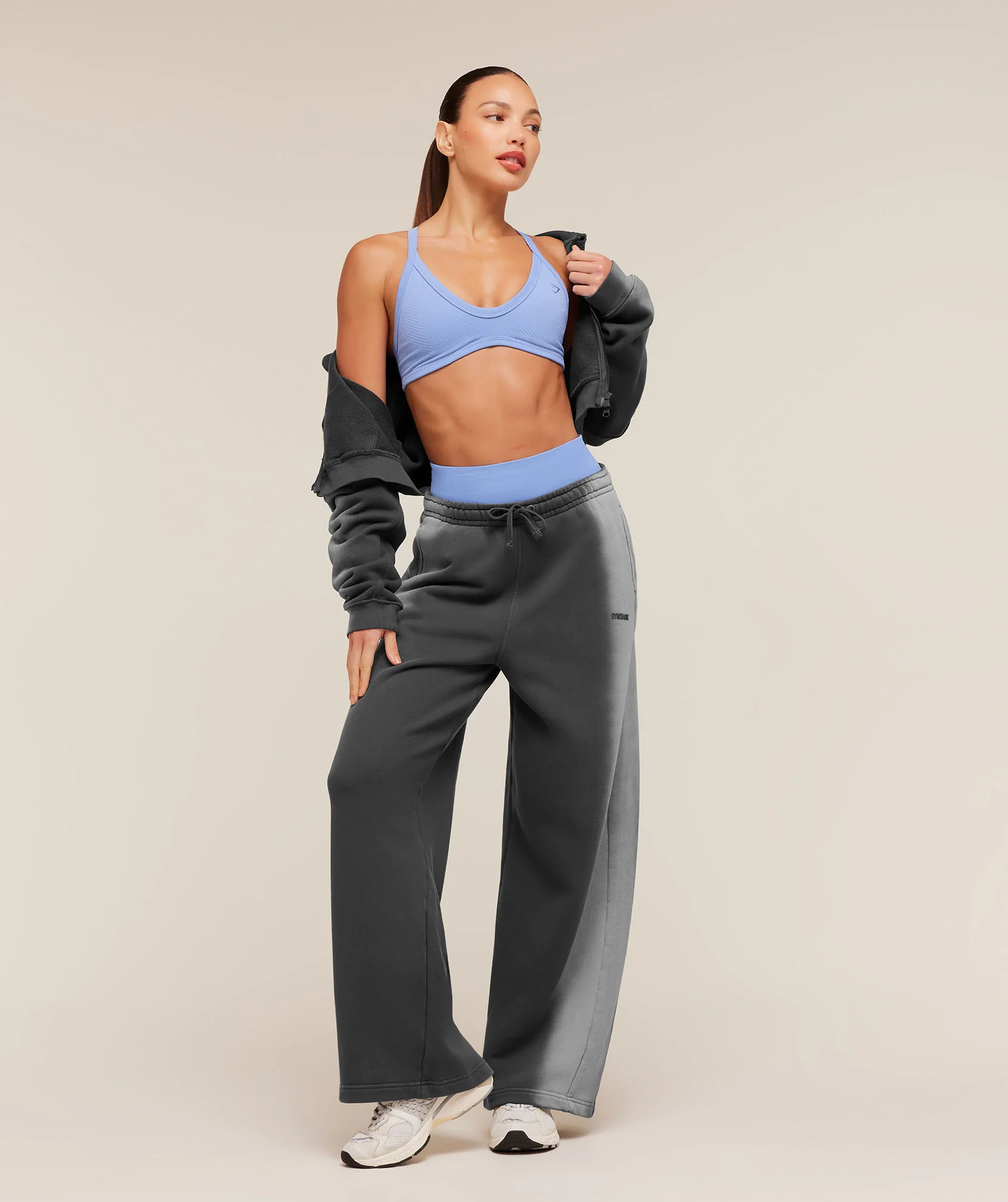 Gymshark Pump Washed Zip Through Hoodie - Onyx Grey/Stratus Grey/Wash - Image 4
