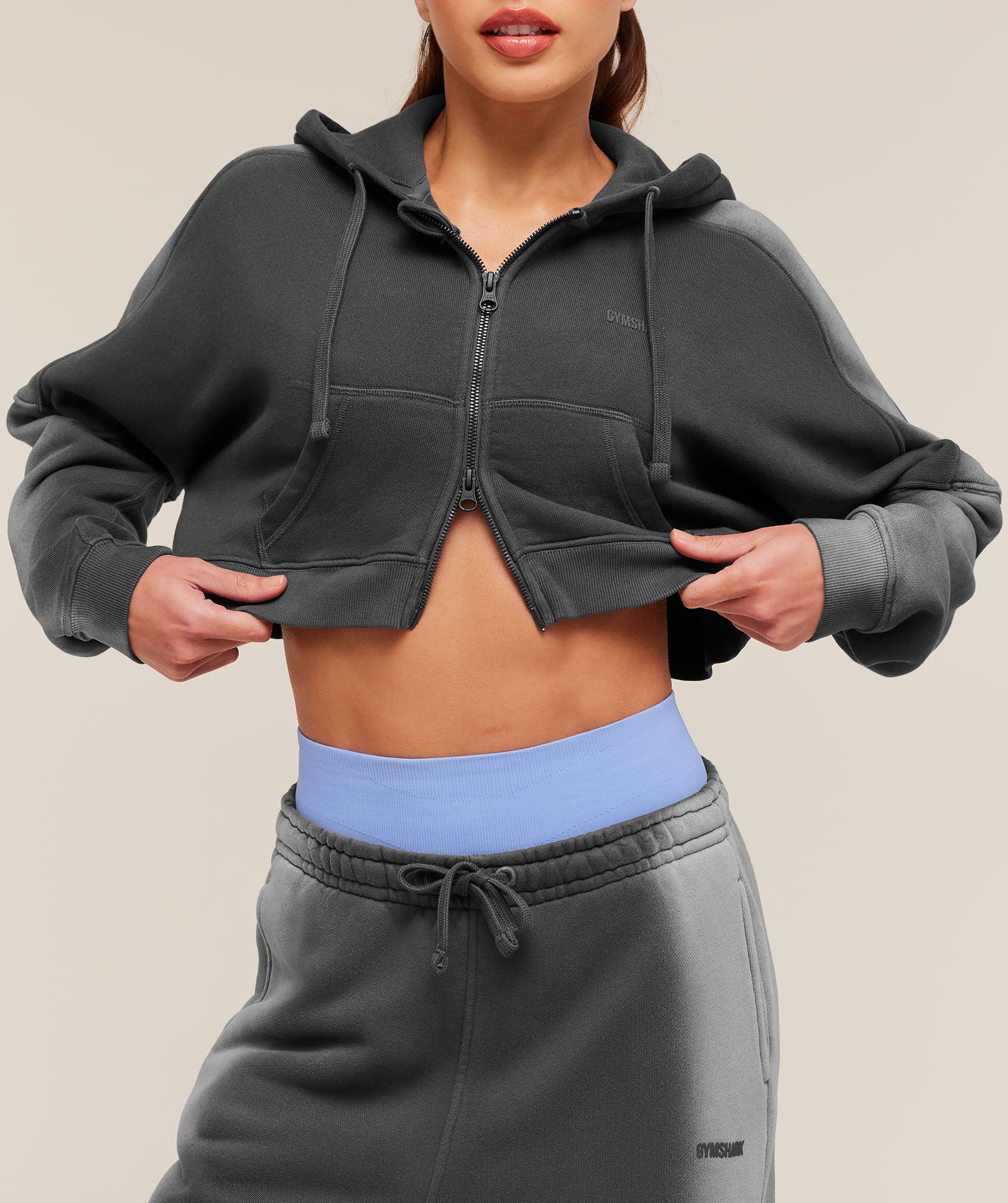 Gymshark Pump Washed Zip Through Hoodie - Onyx Grey/Stratus Grey/Wash - Image 5