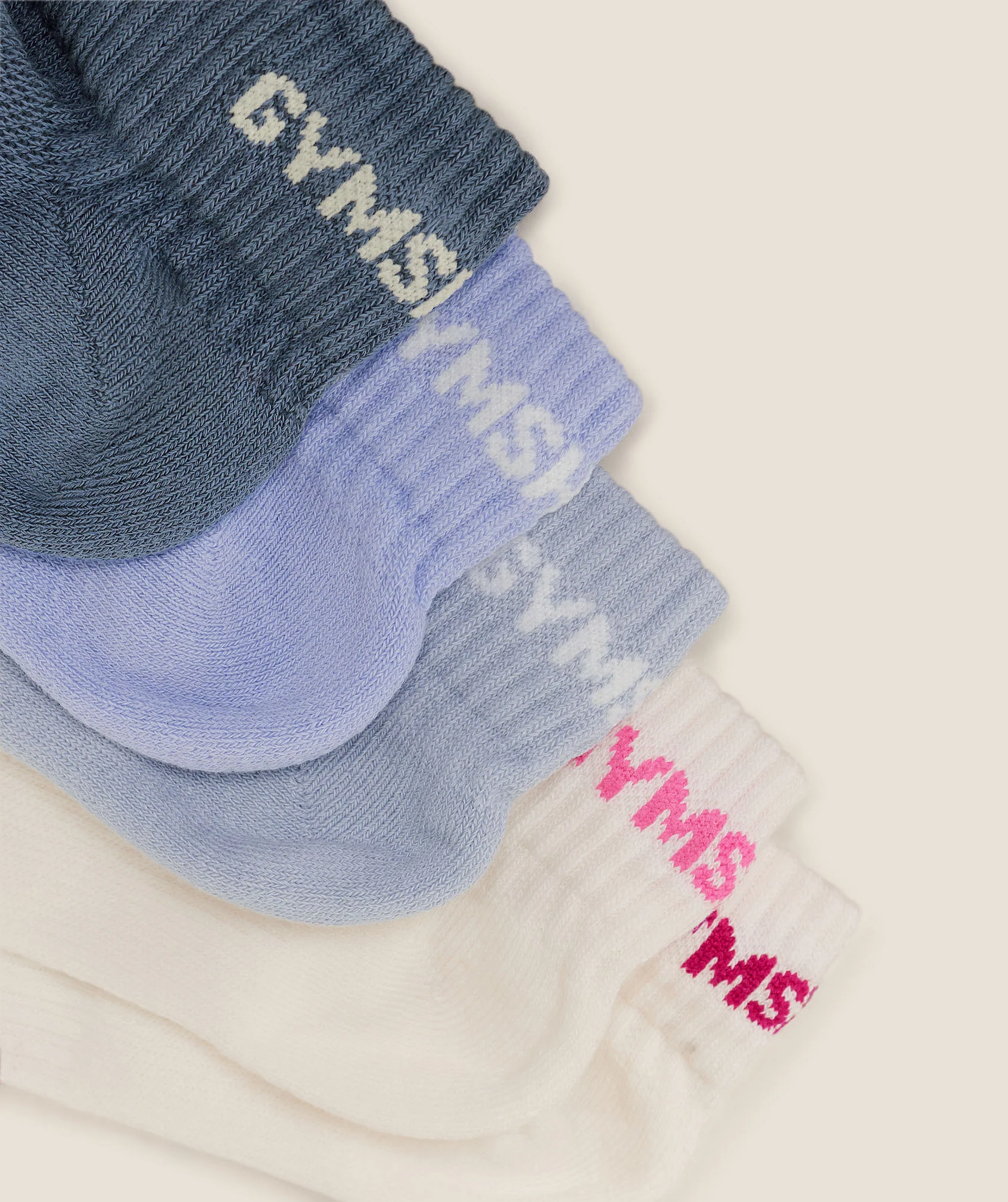 Gymshark Quarter Socks 5pk - Smoke Blue/Peri Blue/Build Pink/Energy Pink/Worn Blue - Image 2