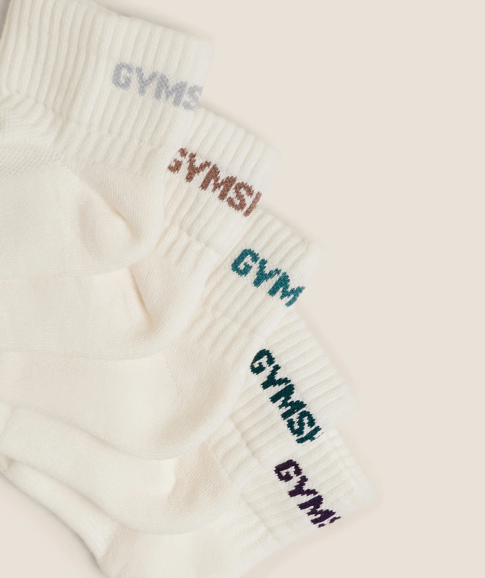 Gymshark Quarter Socks 5pk - Weighted Teal/Vintage Teal/Soft Brown/Mushroom Grey/Midnight Purple