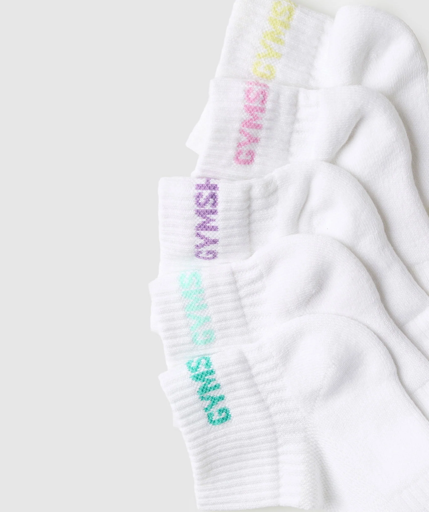 Gymshark Quarter Socks 5pk - Yellow/Pink/Tropical Turquoise/Turquoise/Purple - Image 2
