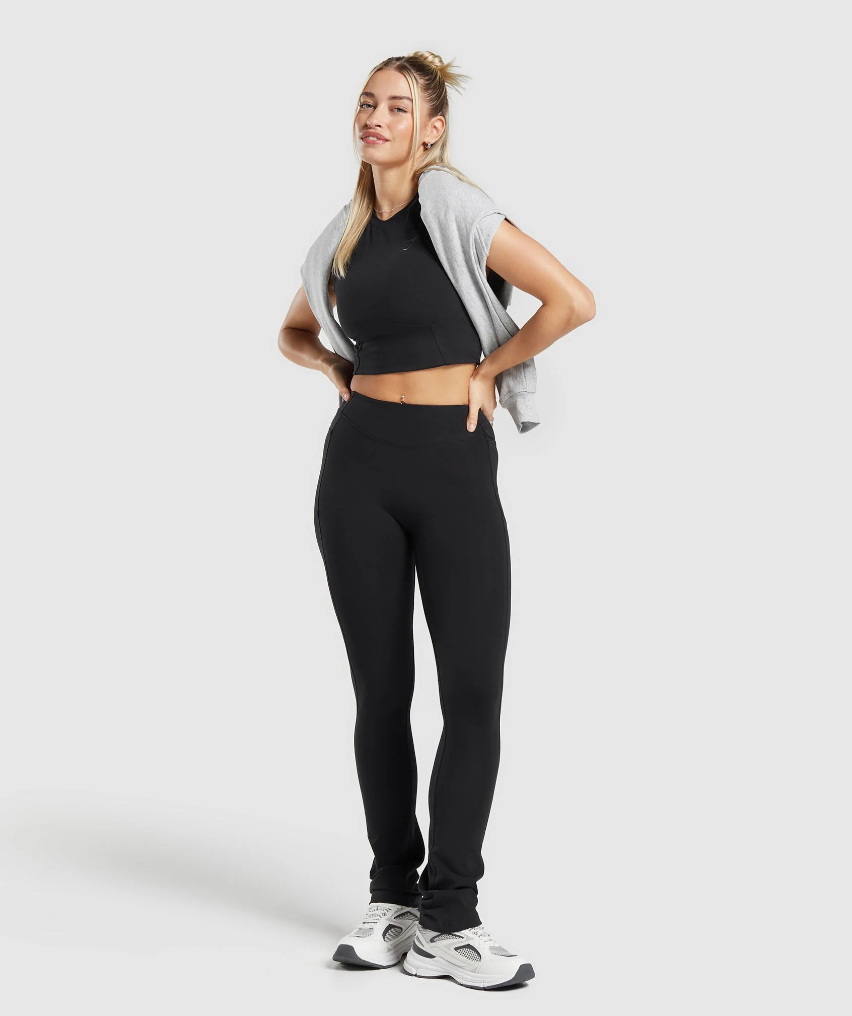 Gymshark Rest Day Boot Cut Cotton Leggings - Black - Image 4