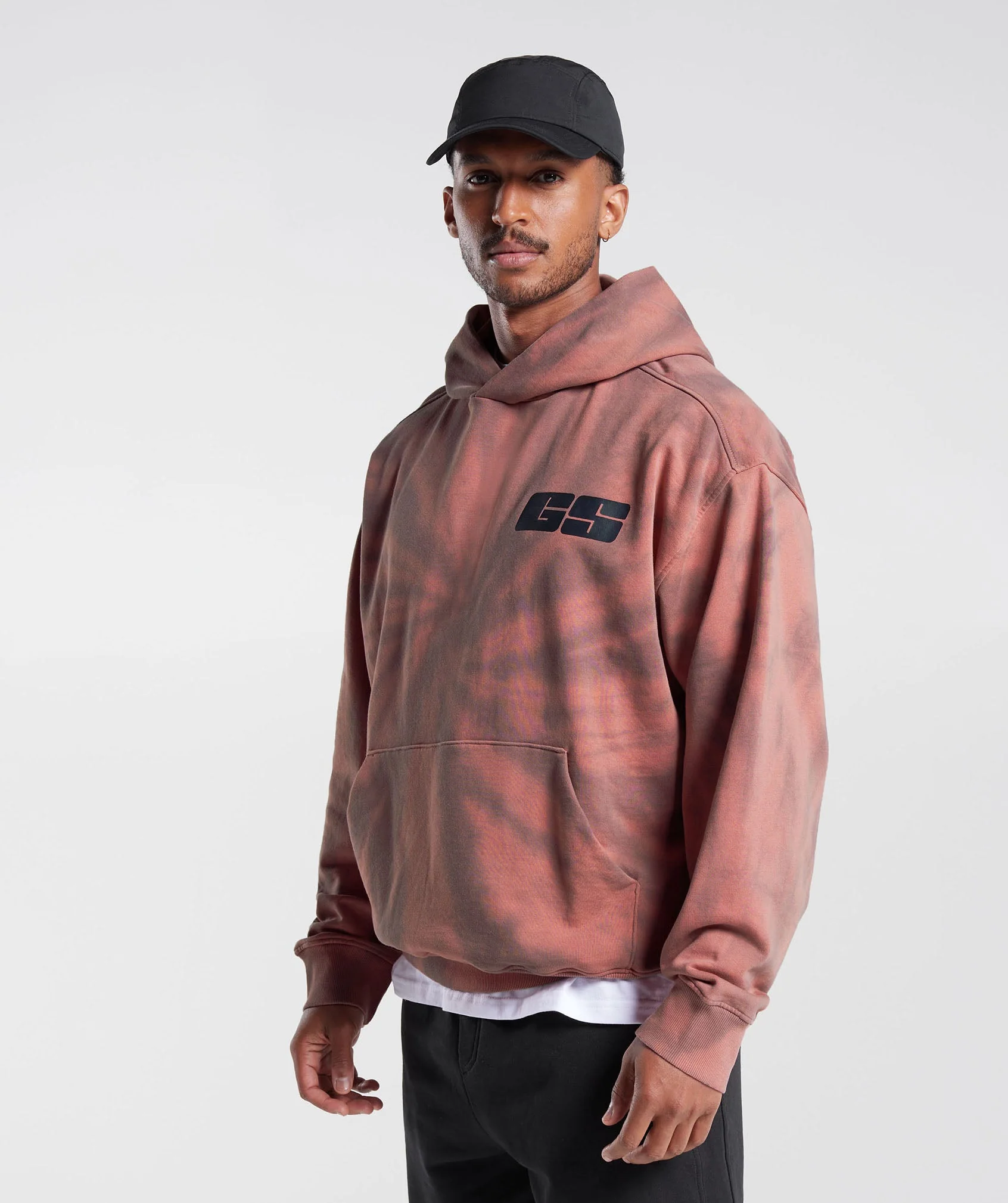 Gymshark Rest Day Hoodie - Terracotta Pink/Dusty Maroon/Spiral Optic Wash - Image 3