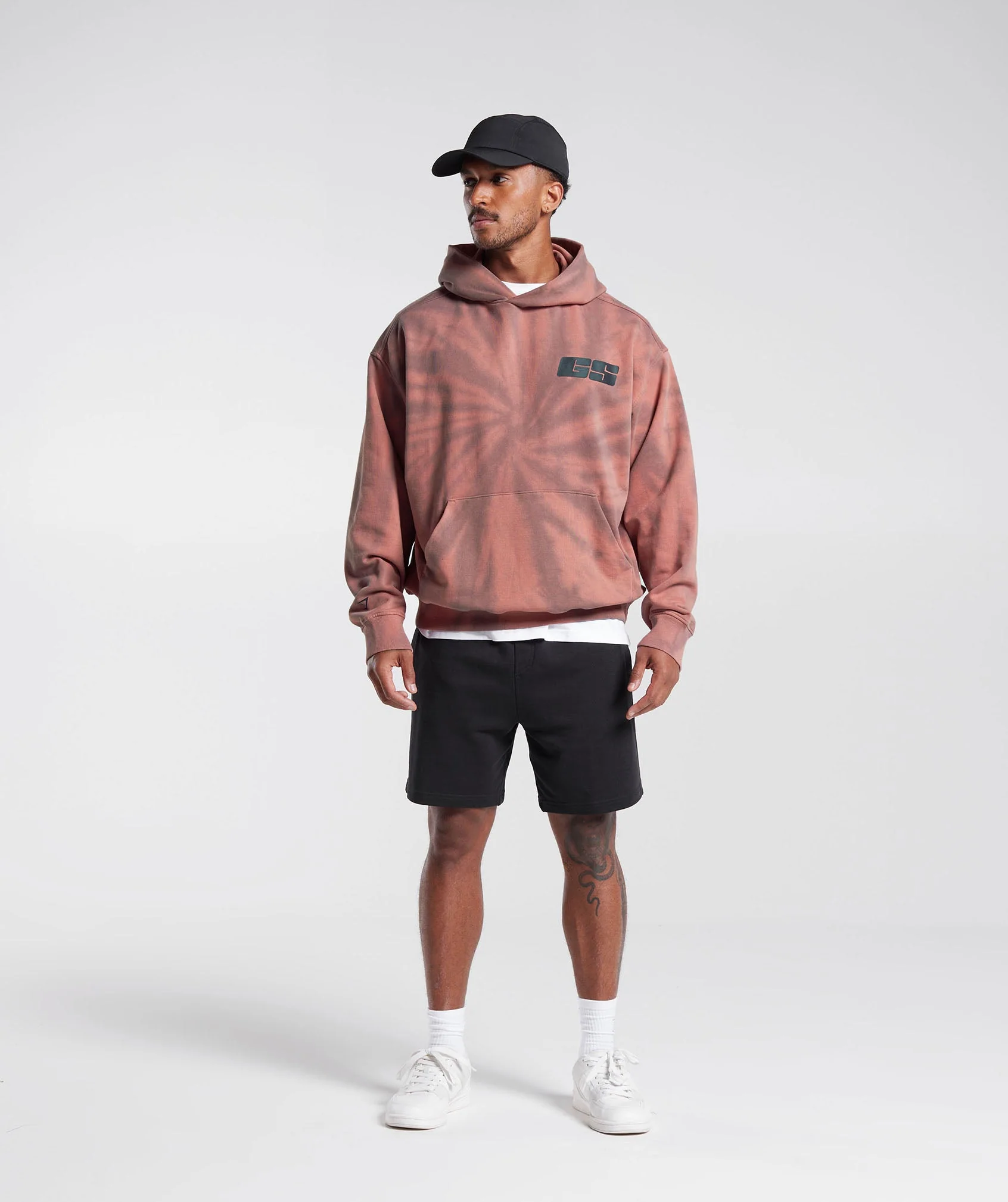 Gymshark Rest Day Hoodie - Terracotta Pink/Dusty Maroon/Spiral Optic Wash - Image 4