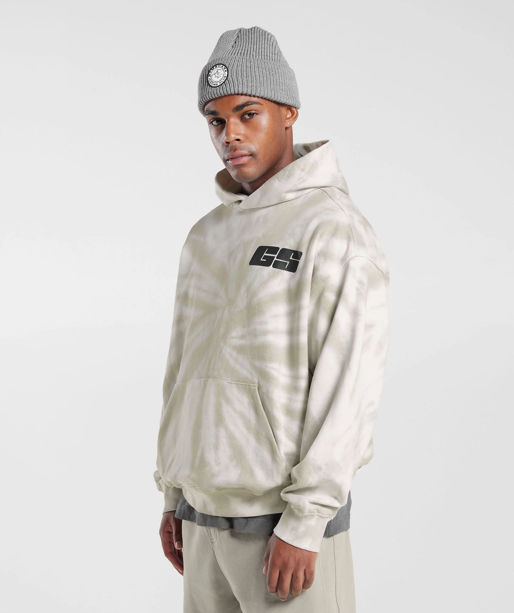 Gymshark Rest Day Hoodie - White/Mushroom Brown/Spiral Optic Wash - Image 3