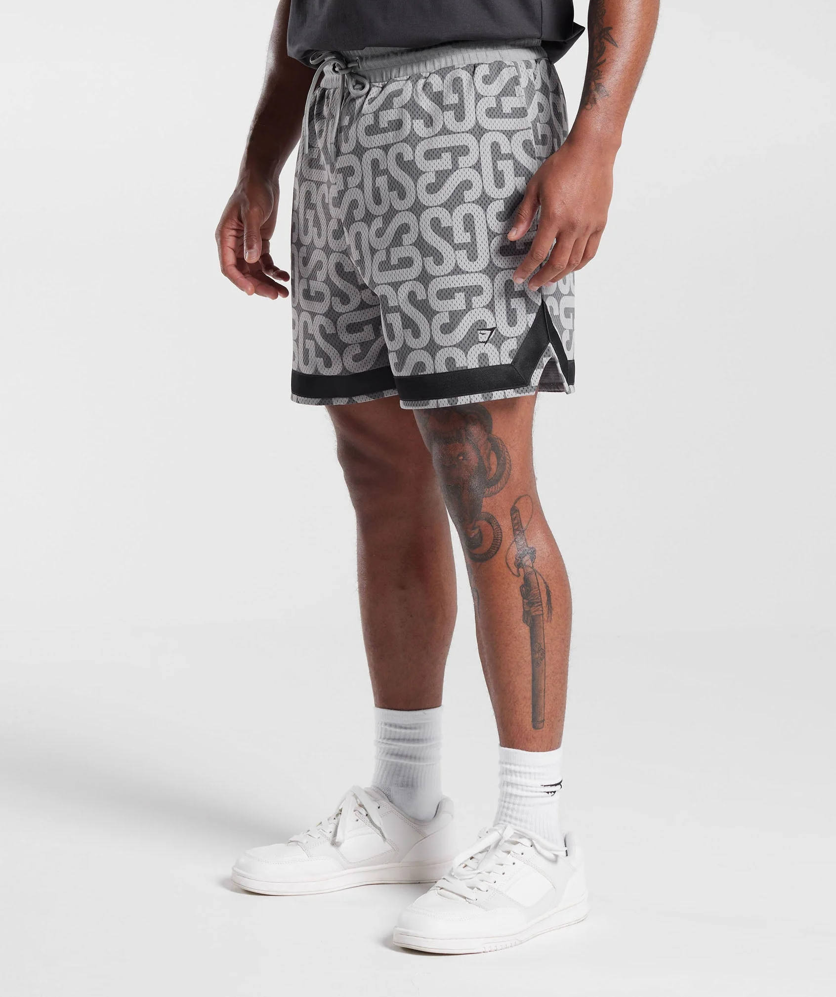 Gymshark Monogram Mesh Shorts - Smokey Grey - Image 3