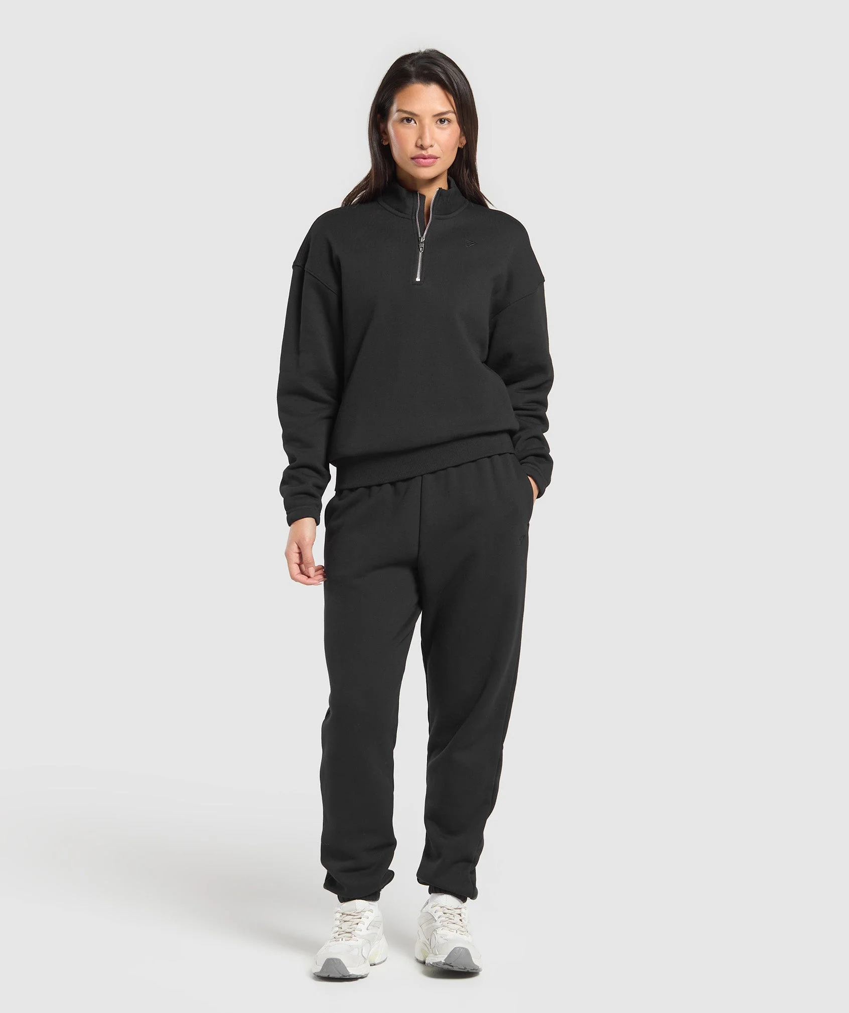 Gymshark Rest Day Sweats 2.0 1/4 Zip Pullover - Black - Image 4