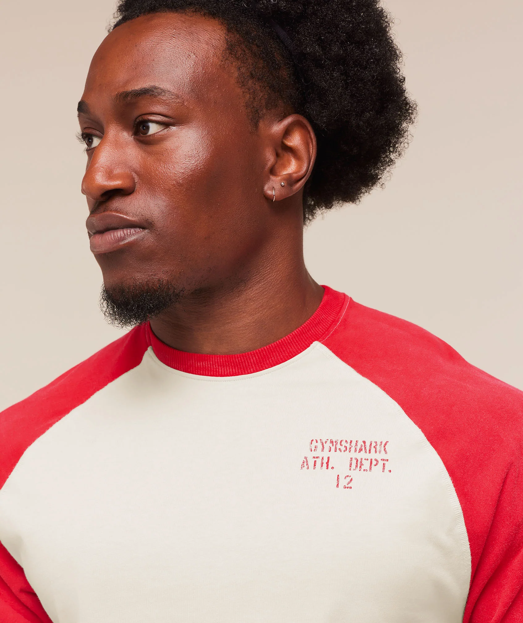 Gymshark Retro Collegiate 3/4 Sleeve T-Shirt - Tinted White/Athletic Red - Image 5