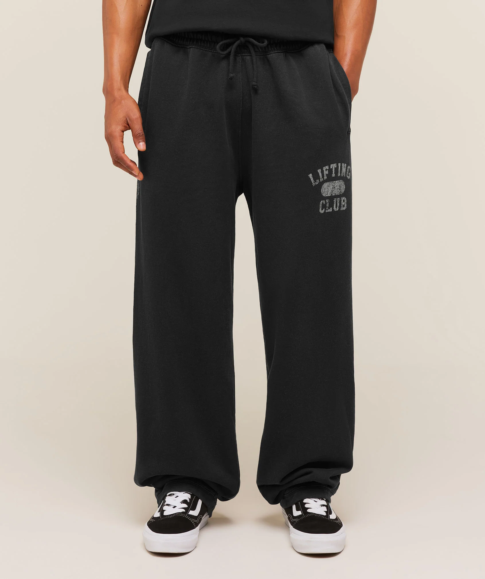 Gymshark Retro Collegiate Graphic Wide Leg Pants - Black