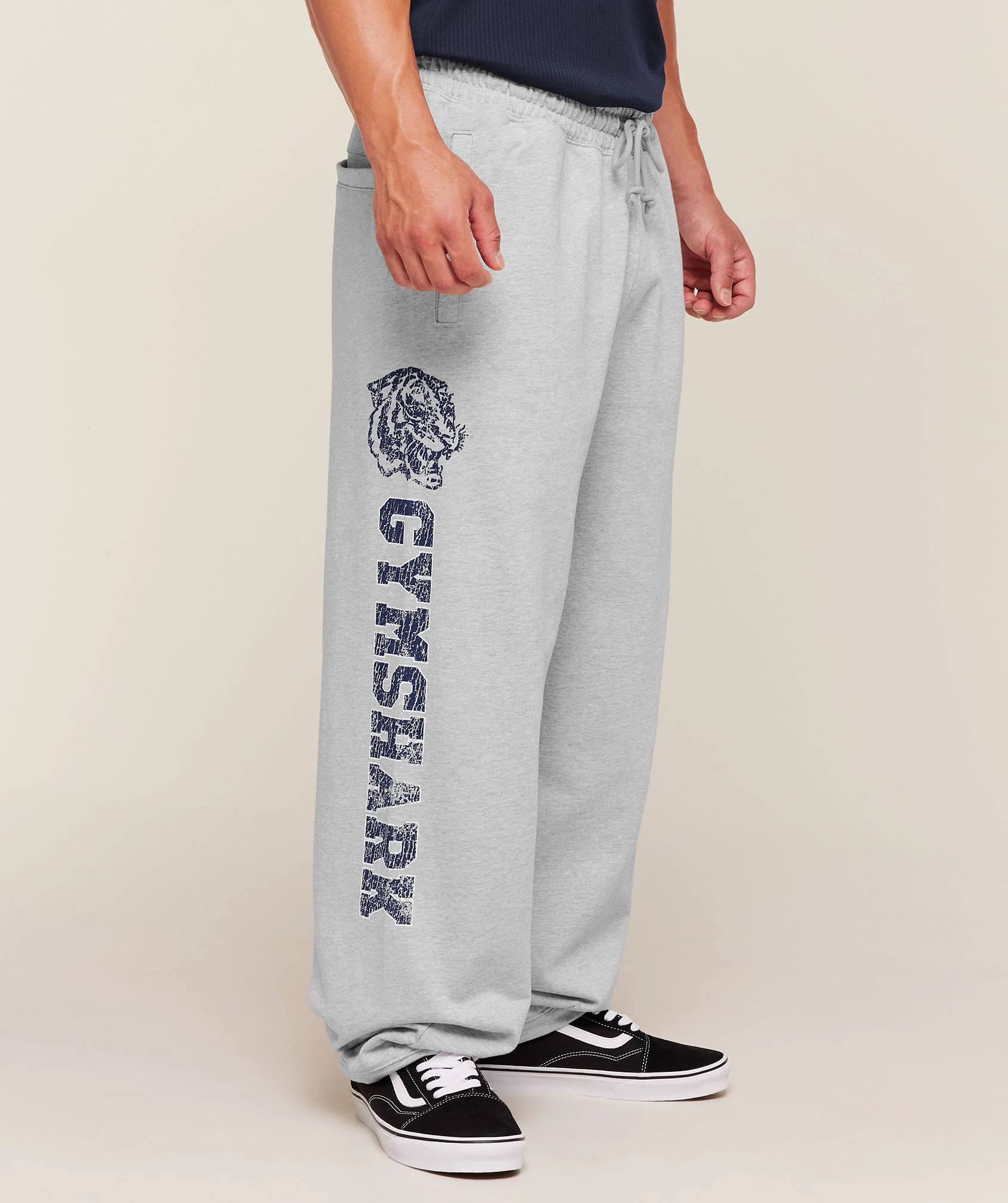 Gymshark Retro Collegiate Graphic Wide Leg Pants - Bros Soft Grey Marl - Image 4