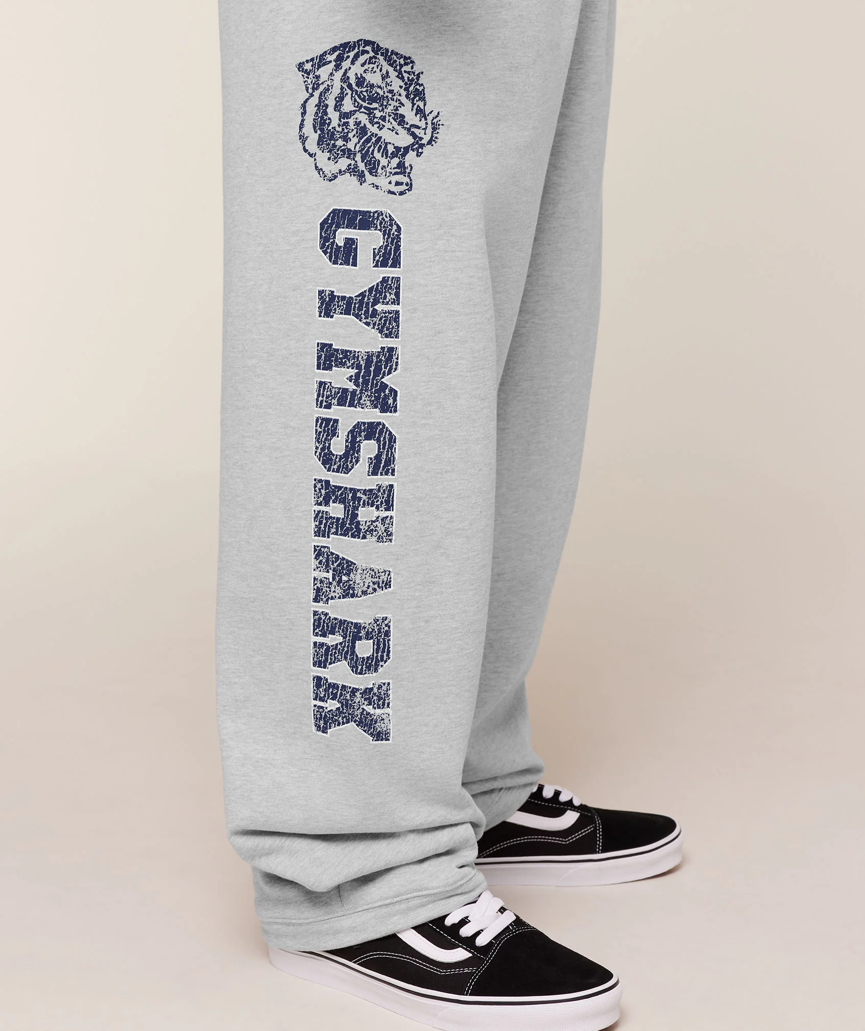 Gymshark Retro Collegiate Graphic Wide Leg Pants - Bros Soft Grey Marl - Image 5