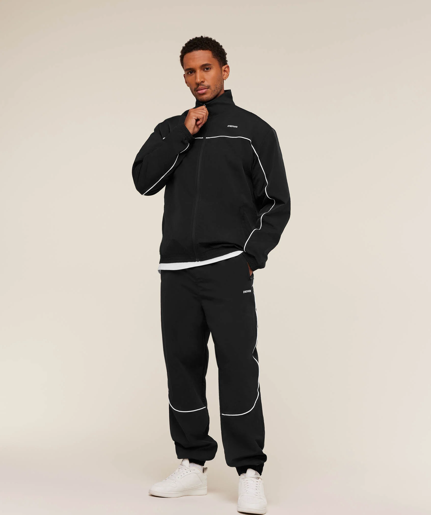 Gymshark Retro Shell Track Jacket - Black - Image 5