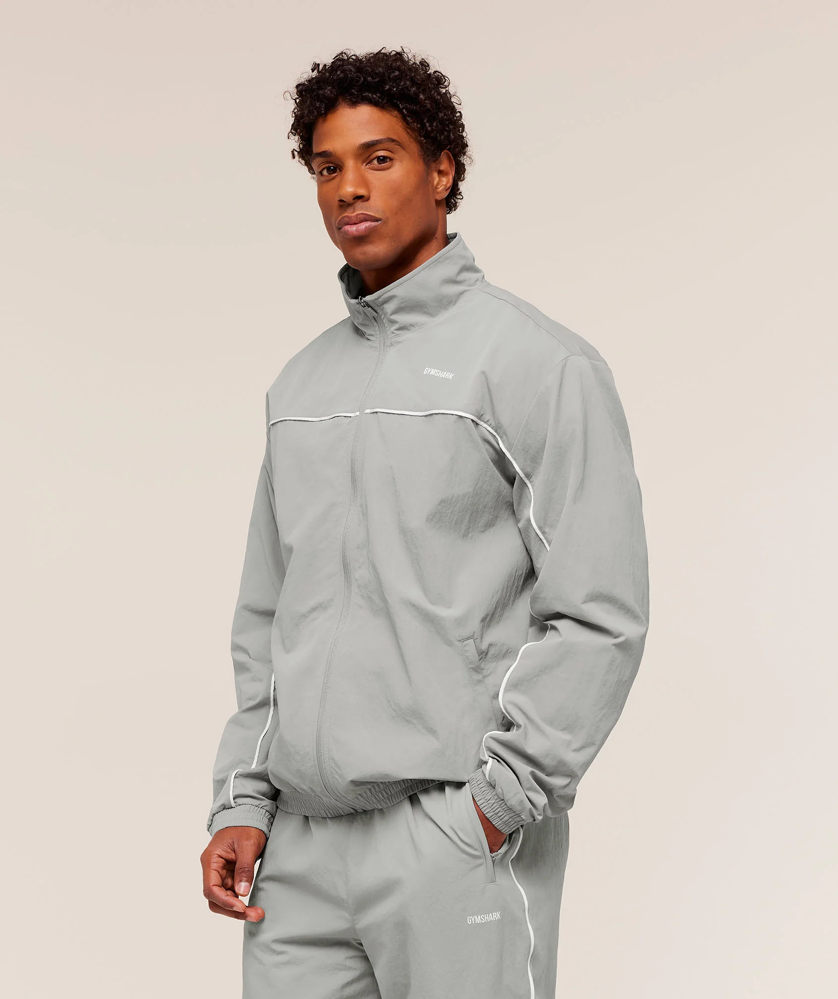 Gymshark Retro Shell Track Jacket - Smokey Grey - Image 3