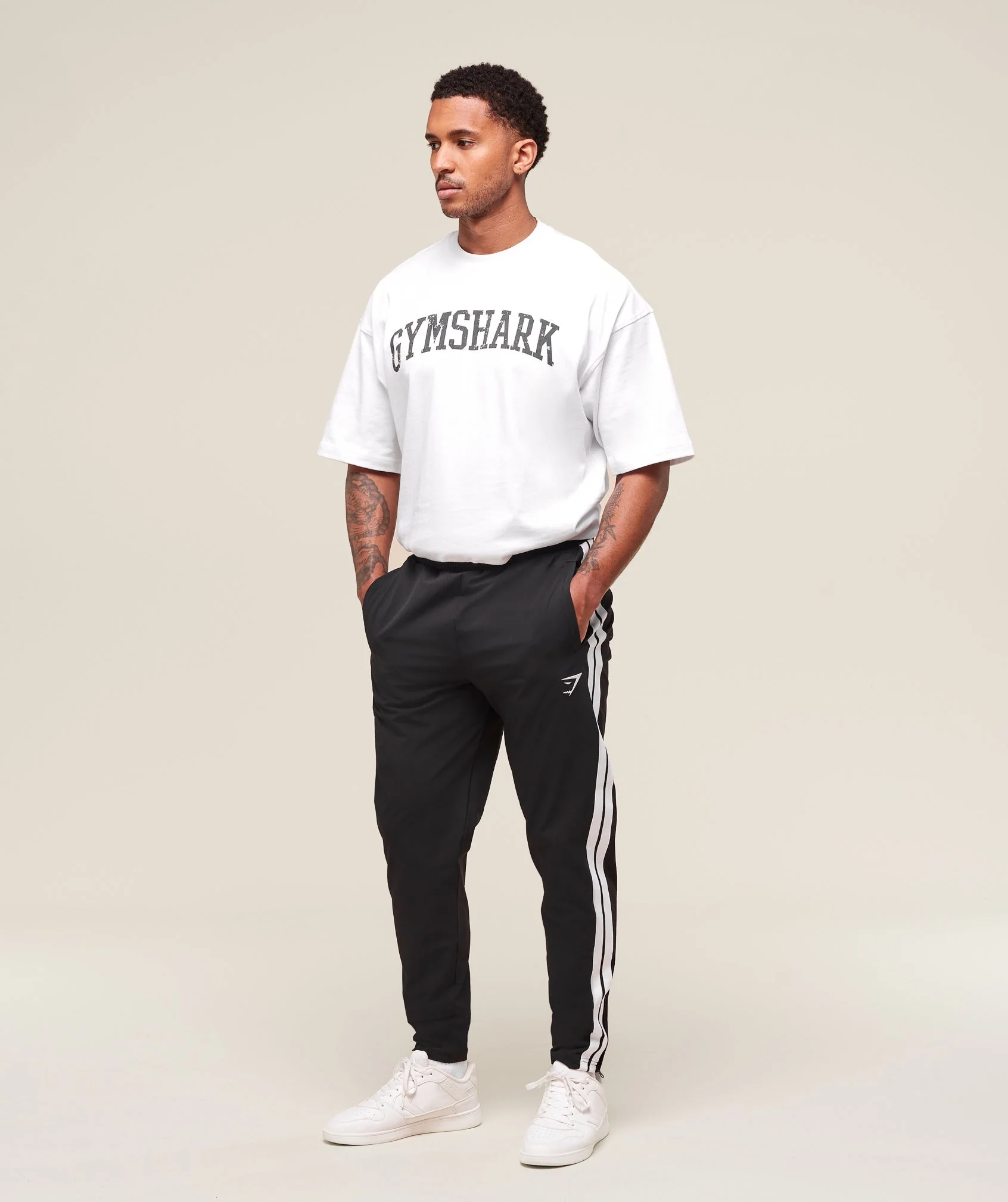 Gymshark Retro Side Stripe Joggers - Black - Image 4