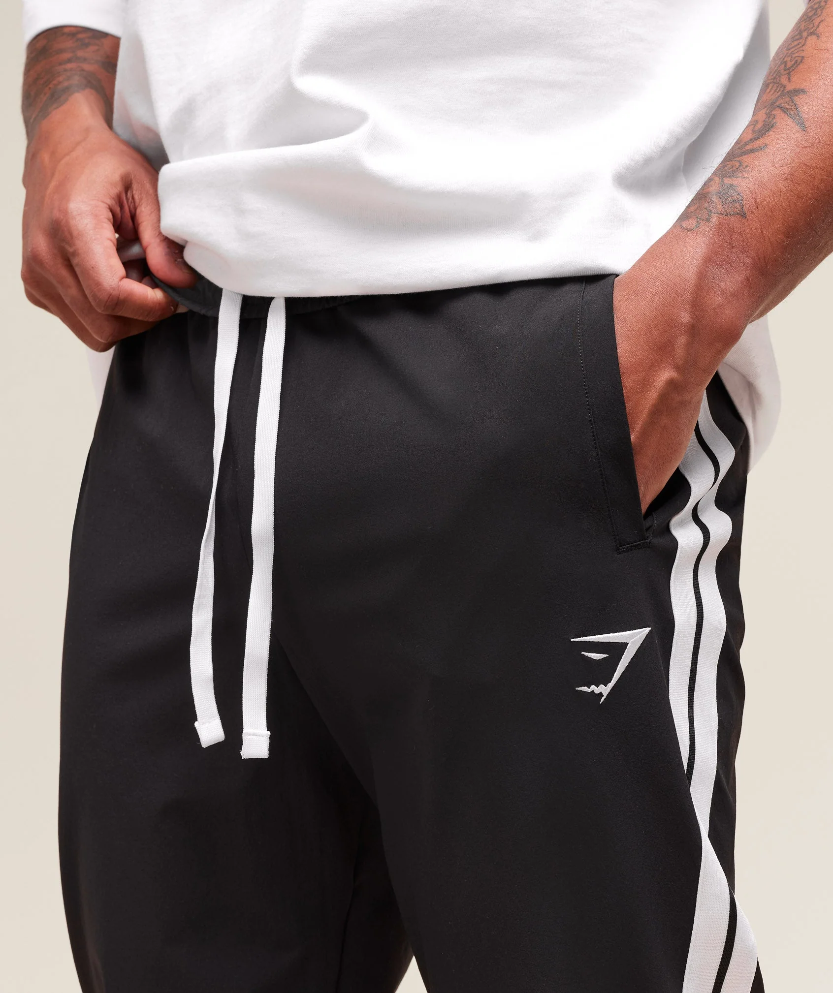 Gymshark Retro Side Stripe Joggers - Black - Image 5