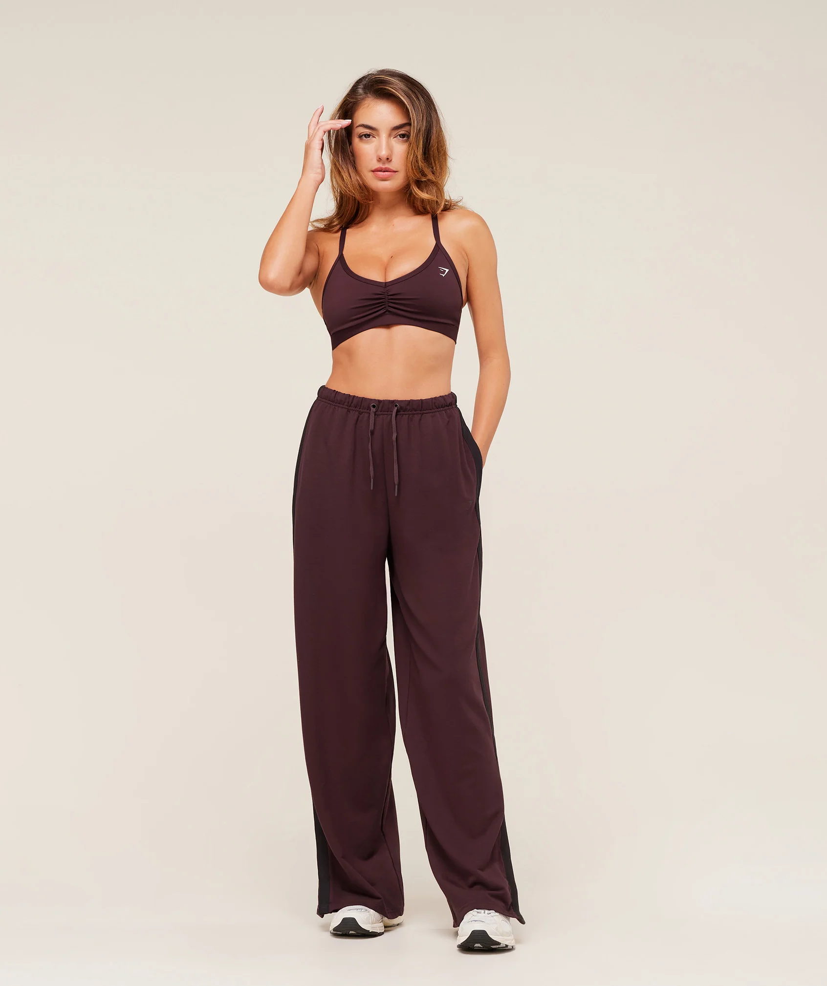Gymshark Retro Stripe Snap Pants - Cherry Purple/Black - Image 4