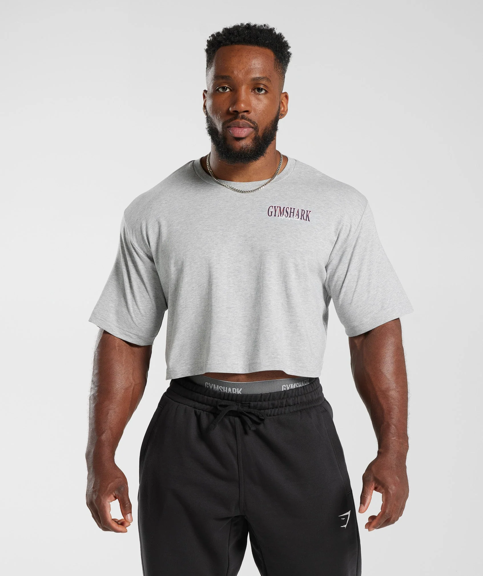 Gymshark Retrowave Crop T-Shirt - Light Grey Core Marl - Image 2