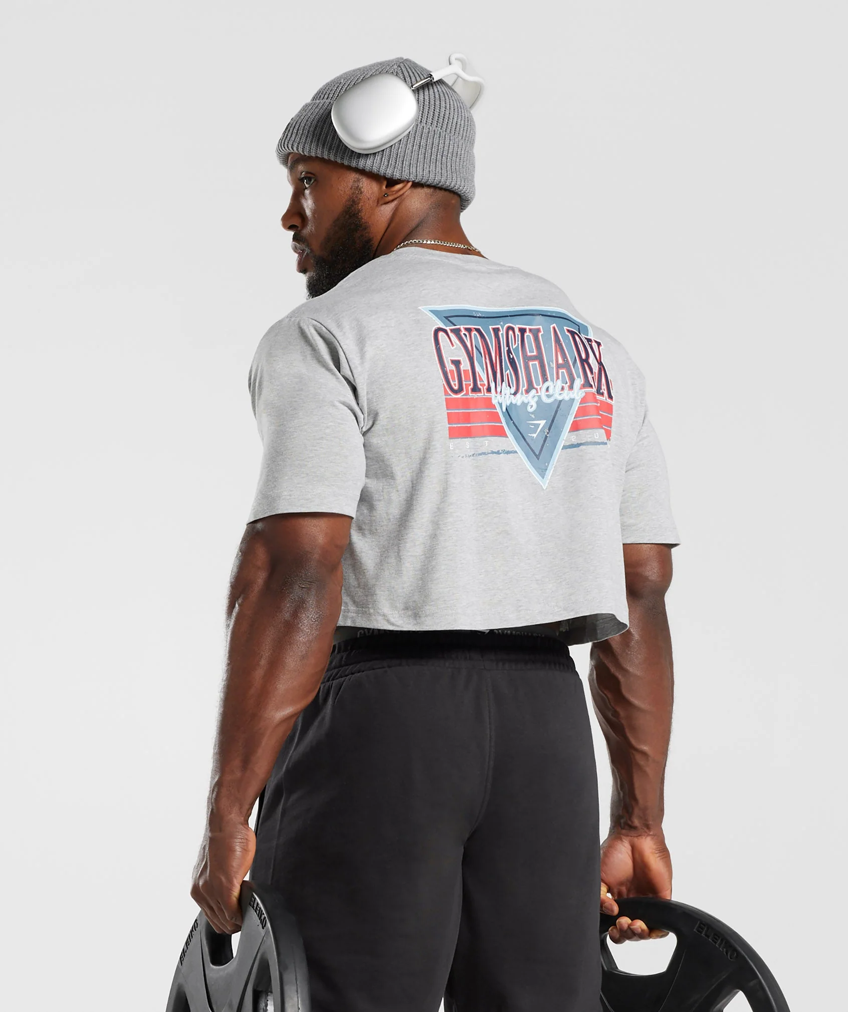 Gymshark Retrowave Crop T-Shirt - Light Grey Core Marl - Image 3