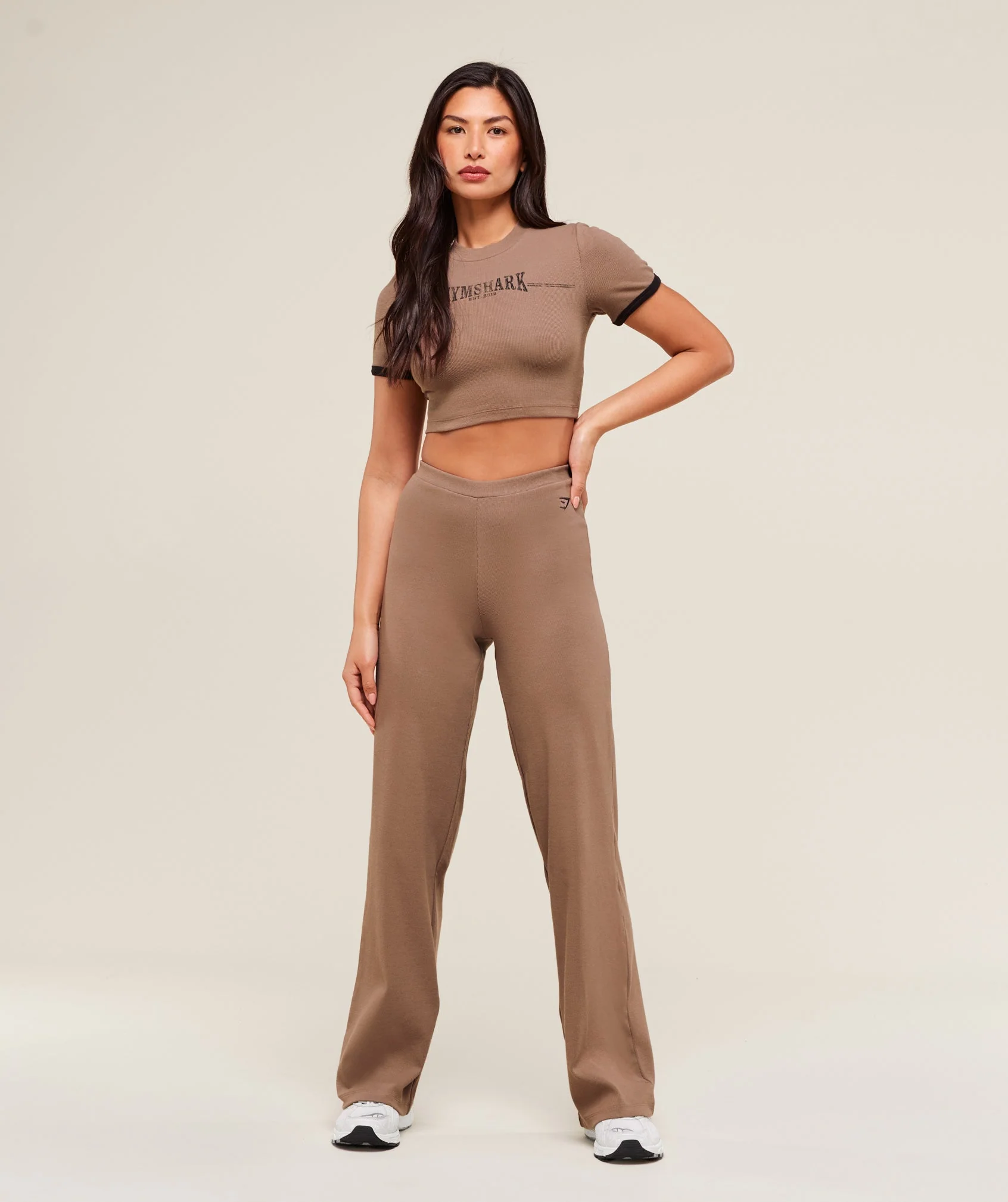 Gymshark Ribbed Cotton Crop Top - Mocha Mauve/Black - Image 6