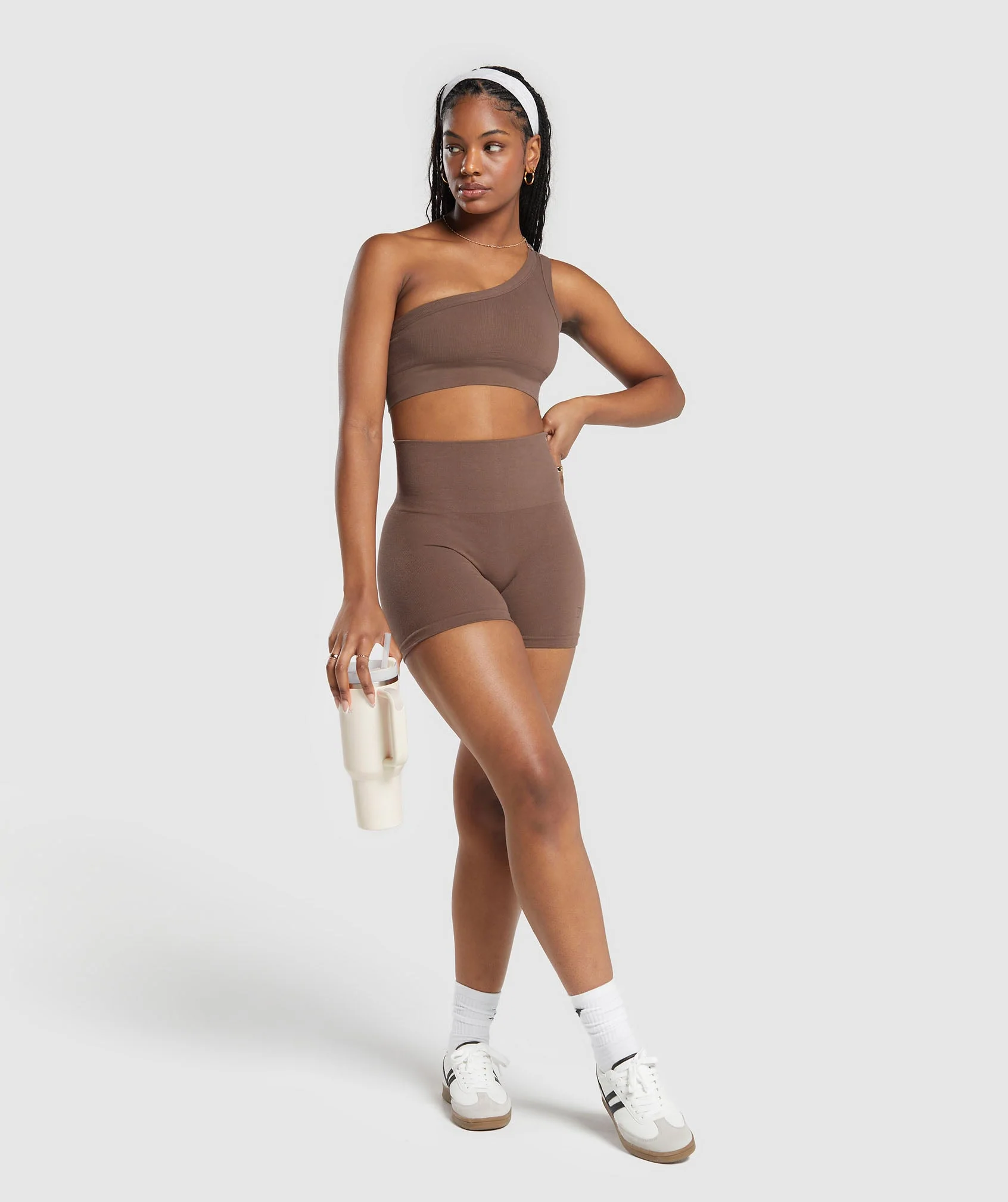 Gymshark Ribbed Cotton Seamless Shorts - Soft Brown - Image 4