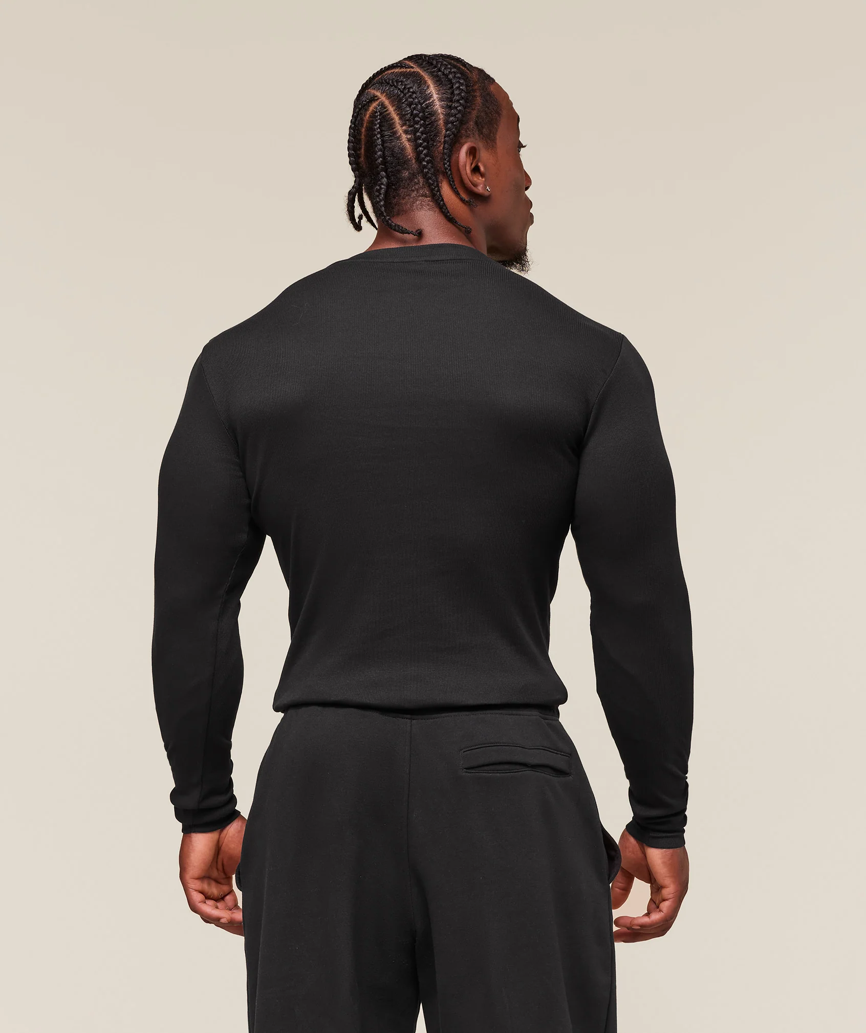 Gymshark Ribbed Long Sleeve T-Shirt - Black - Image 2