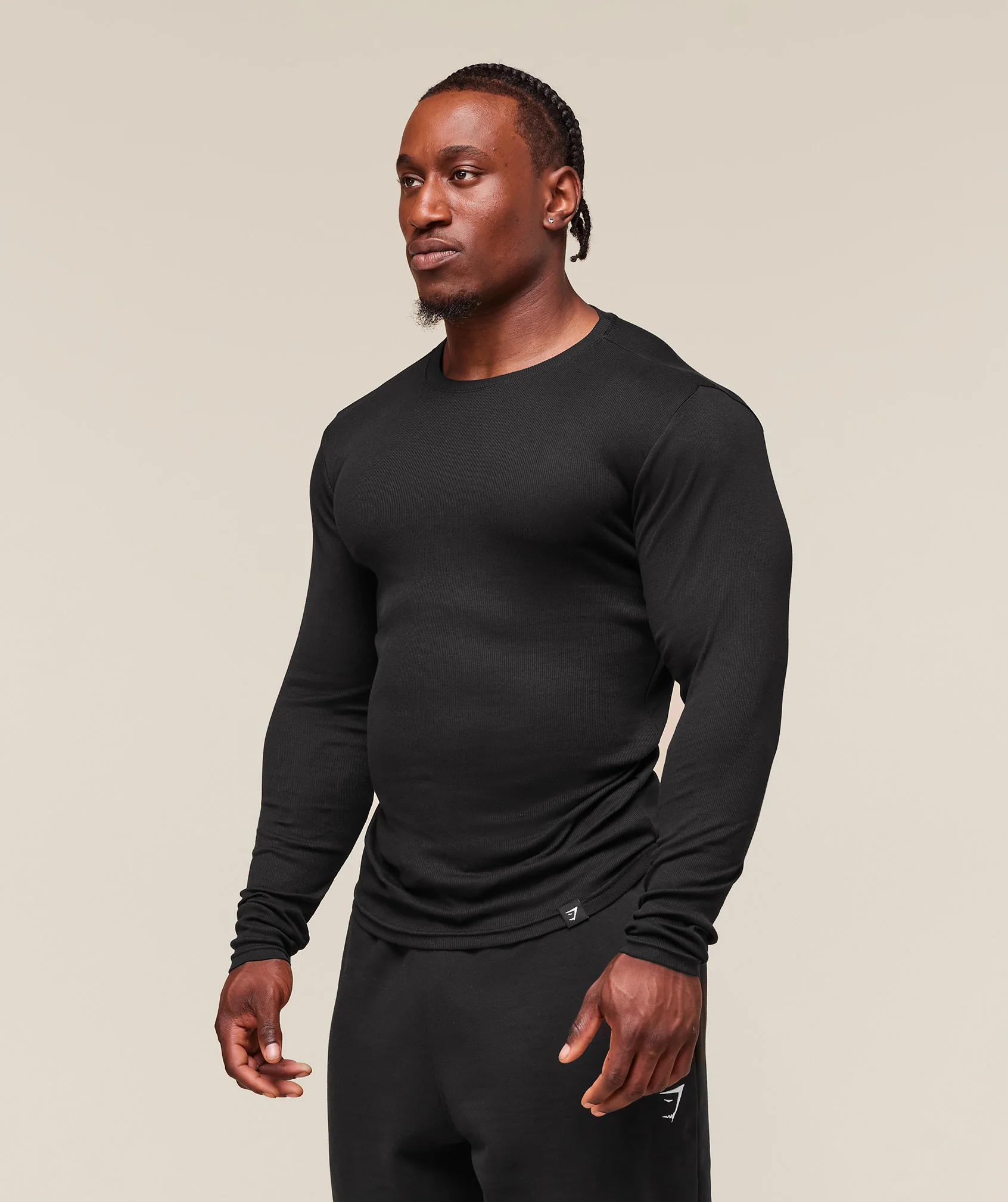 Gymshark Ribbed Long Sleeve T-Shirt - Black - Image 3