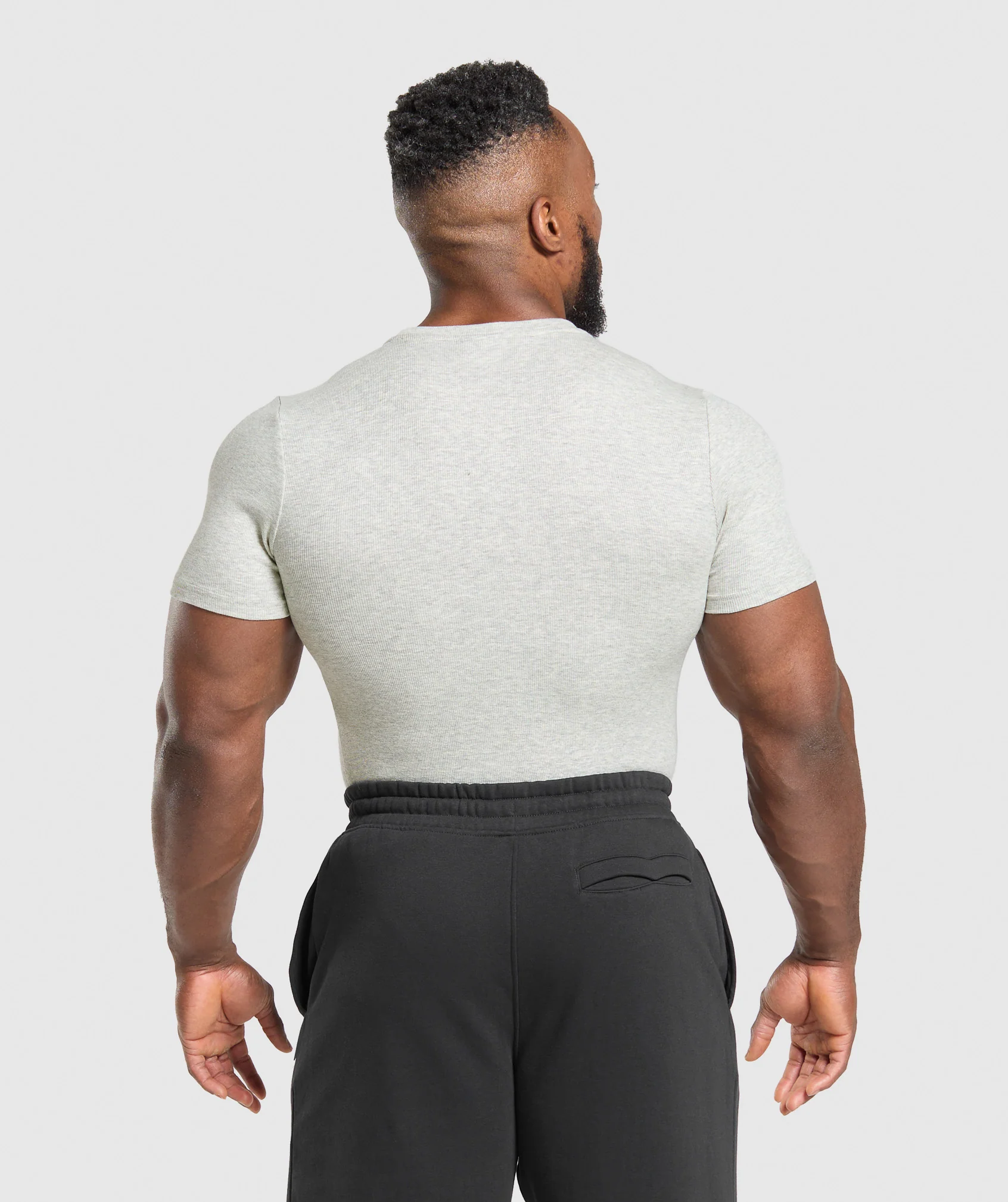 Gymshark Ribbed T-Shirt - Stone Grey Marl - Image 2