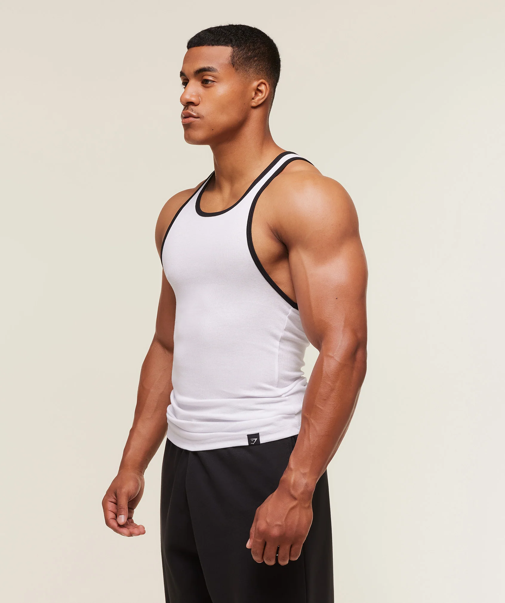 Gymshark Ribbed Tank 1PK - White/Black - Image 2