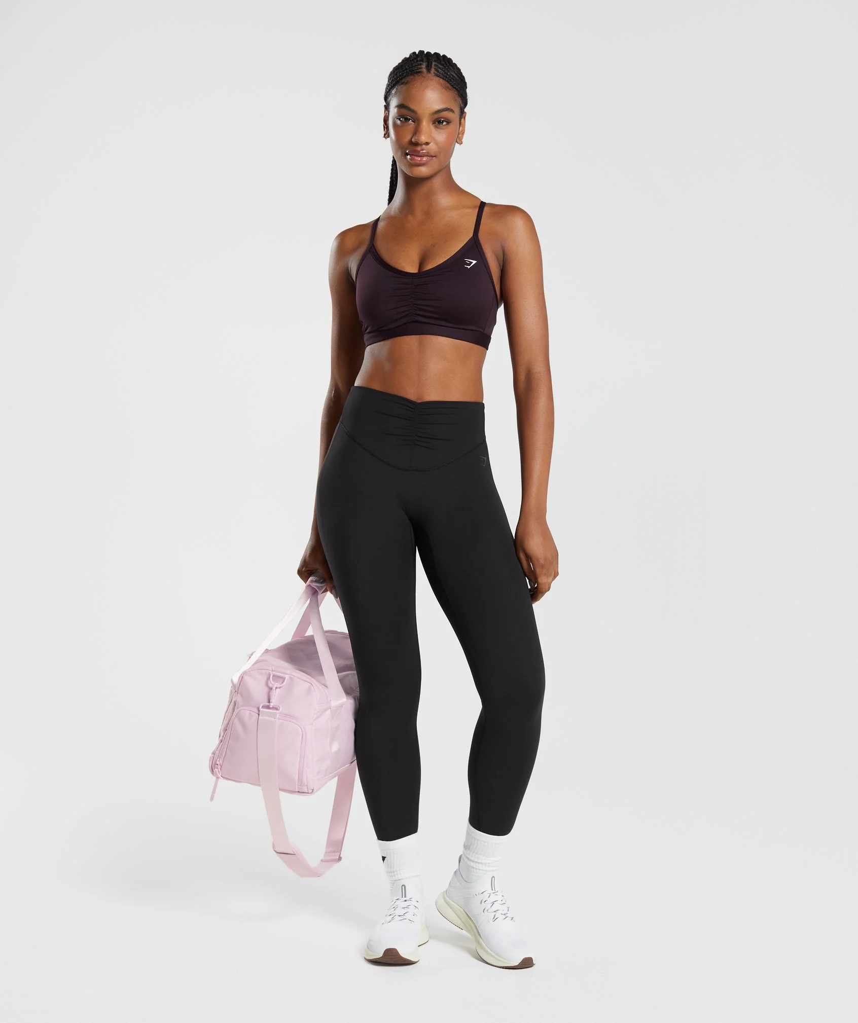 Gymshark Ruched Sports Bra - Plum Brown - Image 4