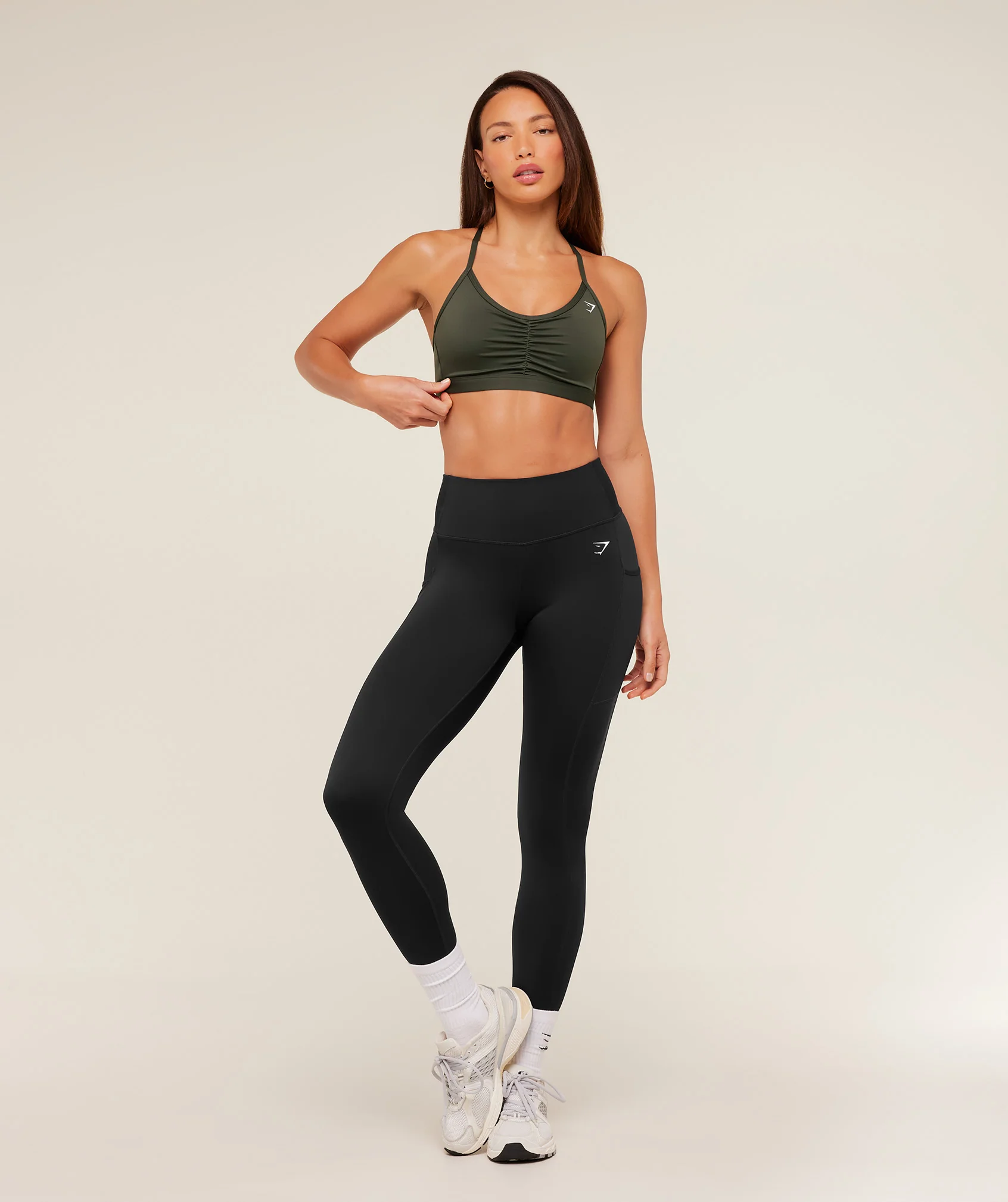 Gymshark Ruched Sports Bra - Strength Green - Image 4